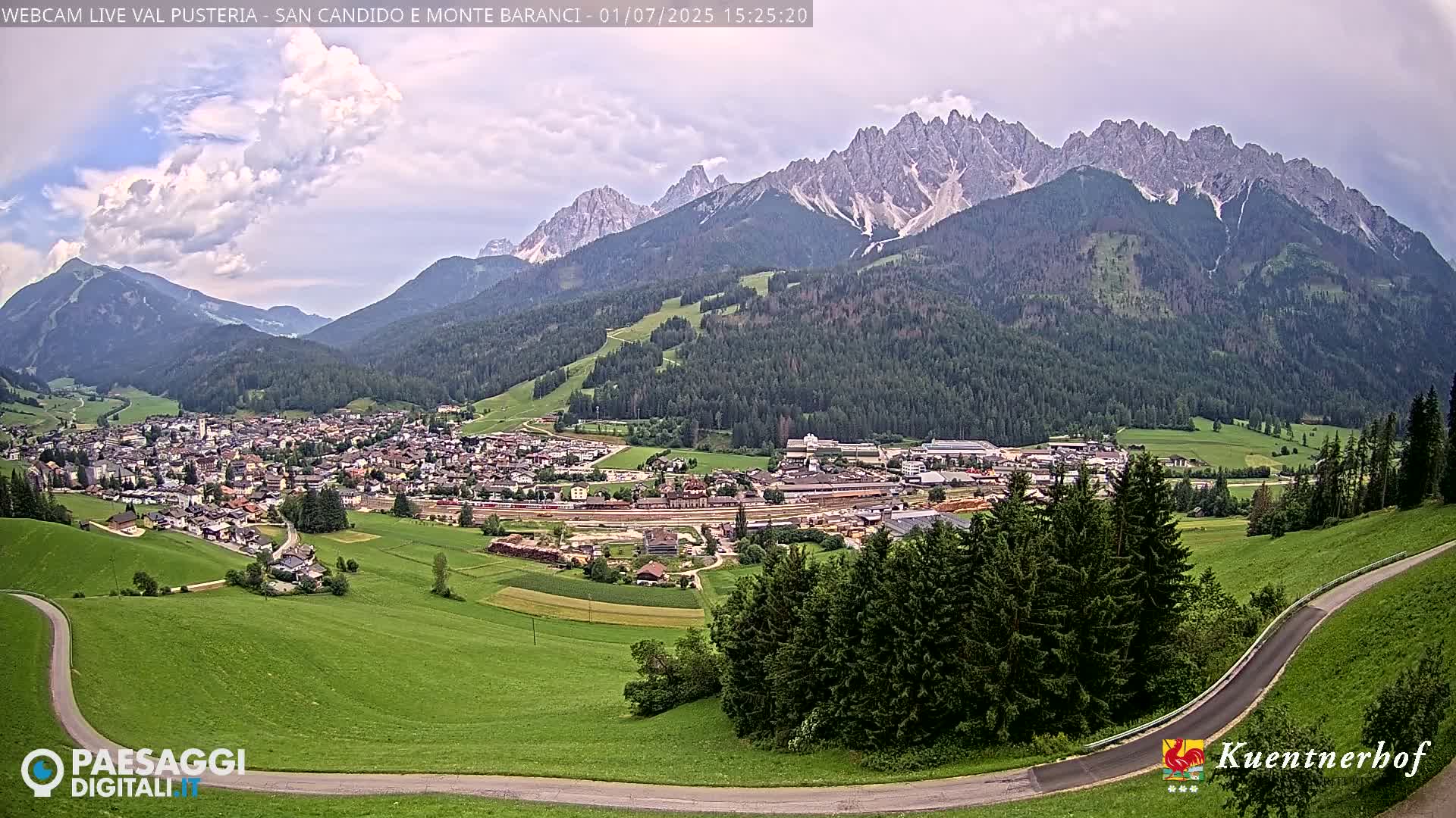 Val Pusteria (Puster Valley), San Candido (Innichen) Village & Monte Baranci Mount View Live Cam - South Tyrol (Bolzano) , Trentino-South Tyrol (Trentino-Alto Adige/Südtirol), Italy