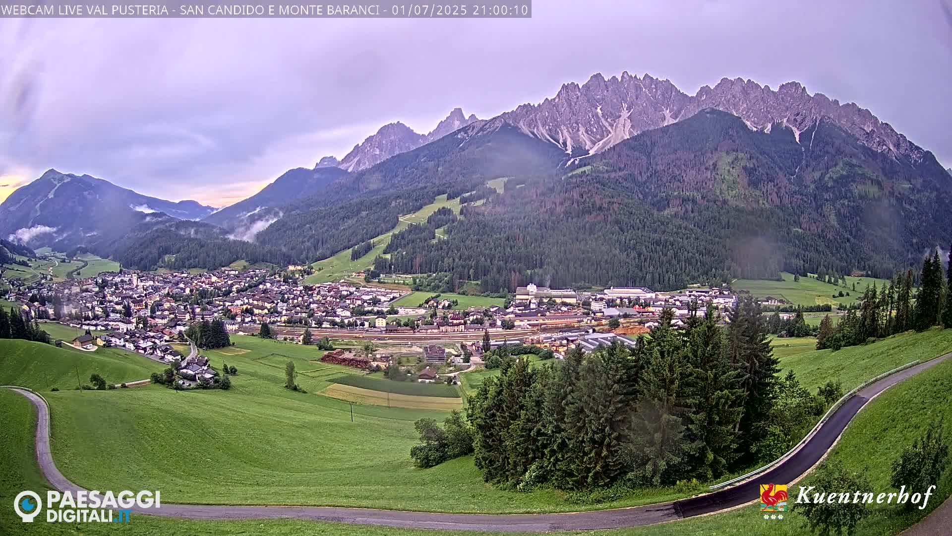 Val Pusteria (Puster Valley), San Candido (Innichen) Village & Monte Baranci Mount View Live Cam - South Tyrol (Bolzano) , Trentino-South Tyrol (Trentino-Alto Adige/Südtirol), Italy