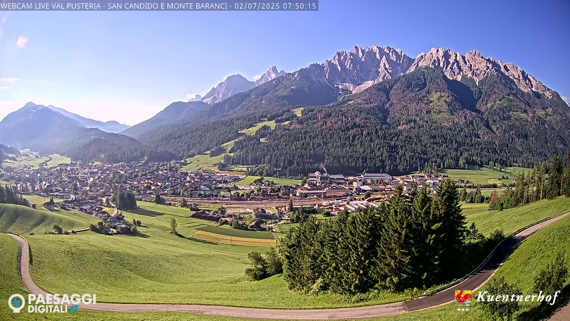 Val Pusteria (Puster Valley), San Candido (Innichen) Village & Monte Baranci Mount View Live Cam - South Tyrol (Bolzano) , Trentino-South Tyrol (Trentino-Alto Adige/Südtirol), Italy