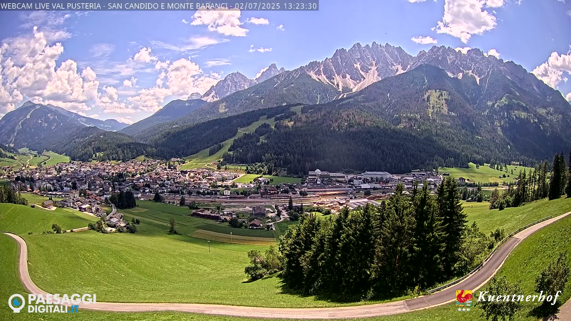 Val Pusteria (Puster Valley), San Candido (Innichen) Village & Monte Baranci Mount View Live Cam - South Tyrol (Bolzano) , Trentino-South Tyrol (Trentino-Alto Adige/Südtirol), Italy