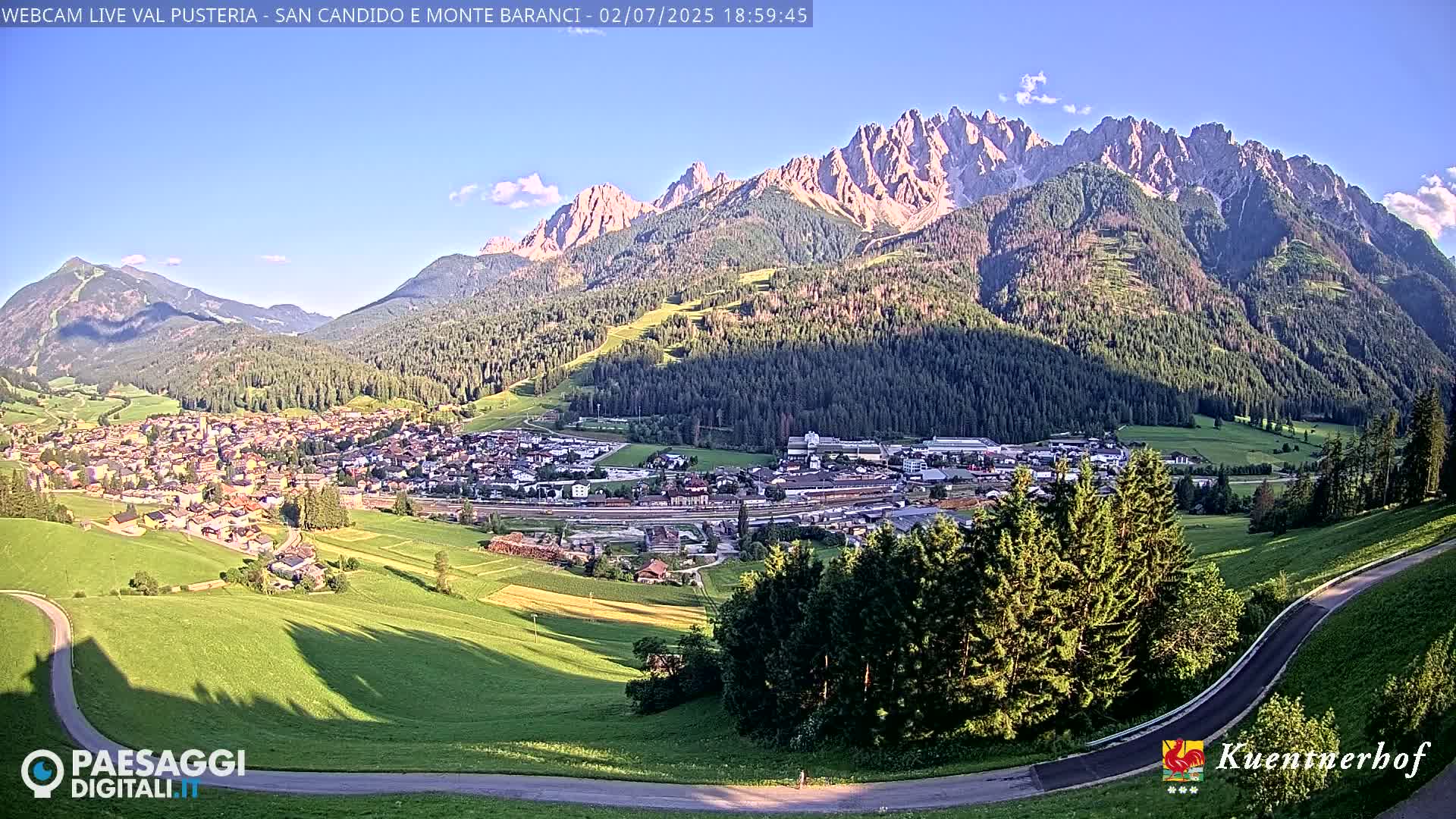 Val Pusteria (Puster Valley), San Candido (Innichen) Village & Monte Baranci Mount View Live Cam - South Tyrol (Bolzano) , Trentino-South Tyrol (Trentino-Alto Adige/Südtirol), Italy