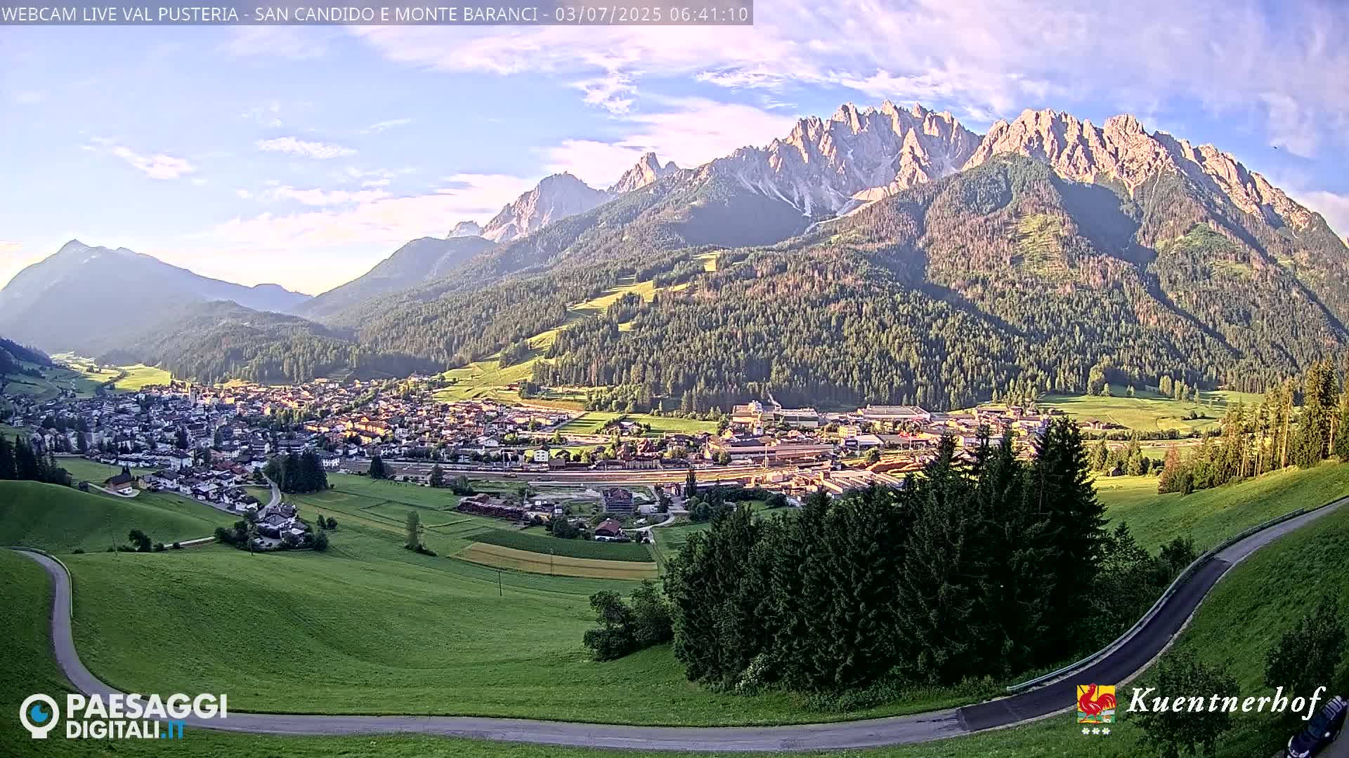 Val Pusteria (Puster Valley), San Candido (Innichen) Village & Monte Baranci Mount View Live Cam - South Tyrol (Bolzano) , Trentino-South Tyrol (Trentino-Alto Adige/Südtirol), Italy