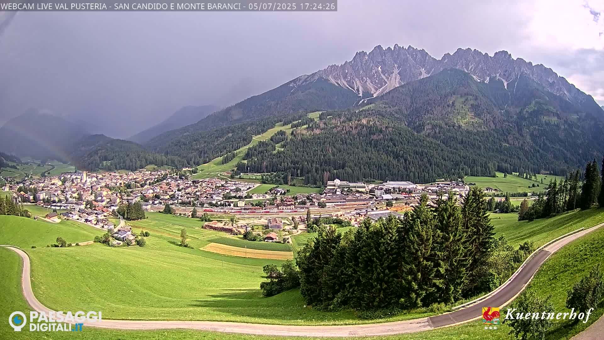 Val Pusteria (Puster Valley), San Candido (Innichen) Village & Monte Baranci Mount View Live Cam - South Tyrol (Bolzano) , Trentino-South Tyrol (Trentino-Alto Adige/Südtirol), Italy