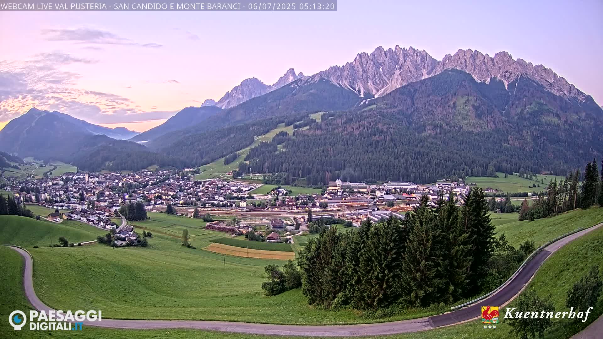 Val Pusteria (Puster Valley), San Candido (Innichen) Village & Monte Baranci Mount View Live Cam - South Tyrol (Bolzano) , Trentino-South Tyrol (Trentino-Alto Adige/Südtirol), Italy