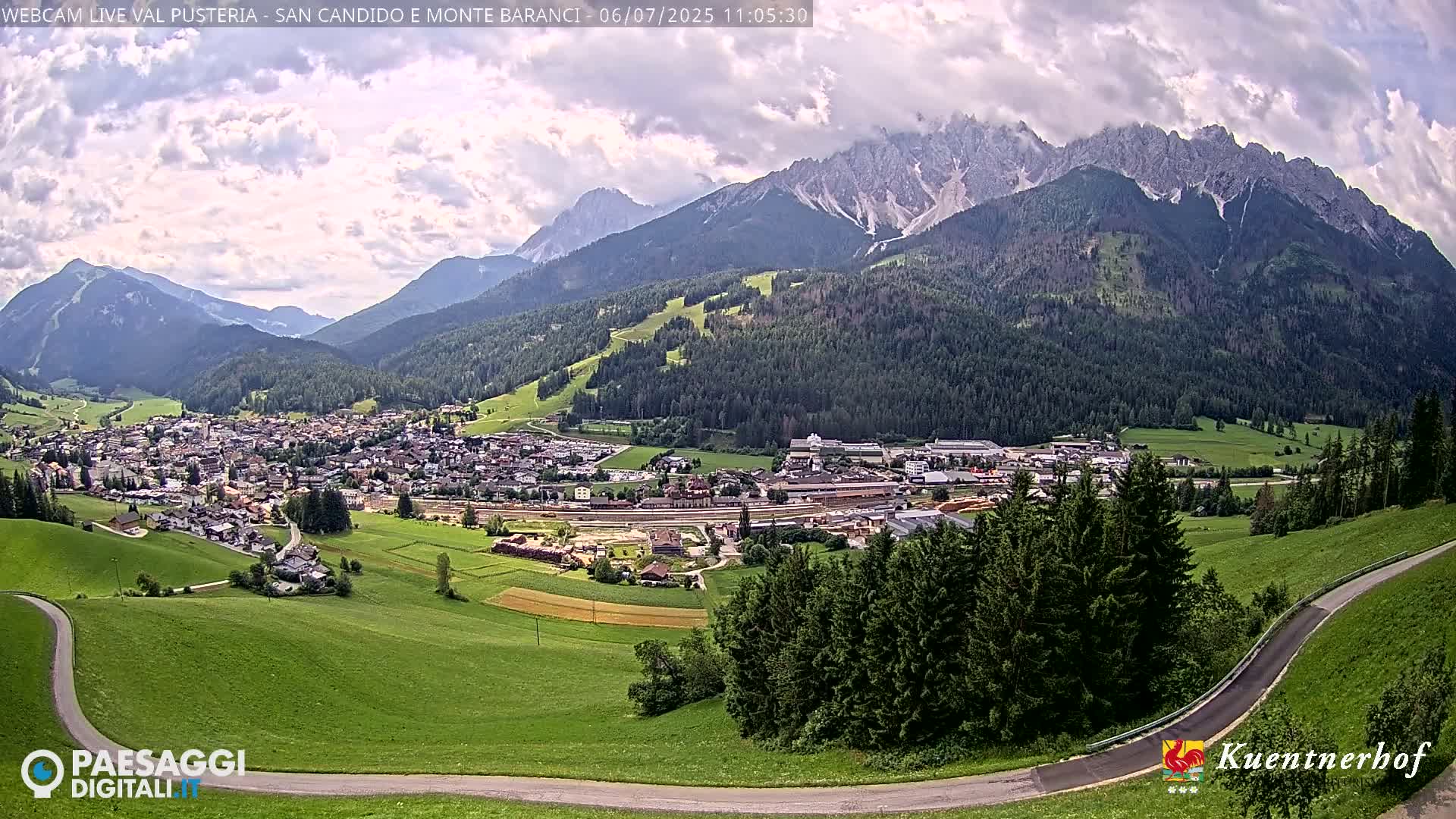 Val Pusteria (Puster Valley), San Candido (Innichen) Village & Monte Baranci Mount View Live Cam - South Tyrol (Bolzano) , Trentino-South Tyrol (Trentino-Alto Adige/Südtirol), Italy