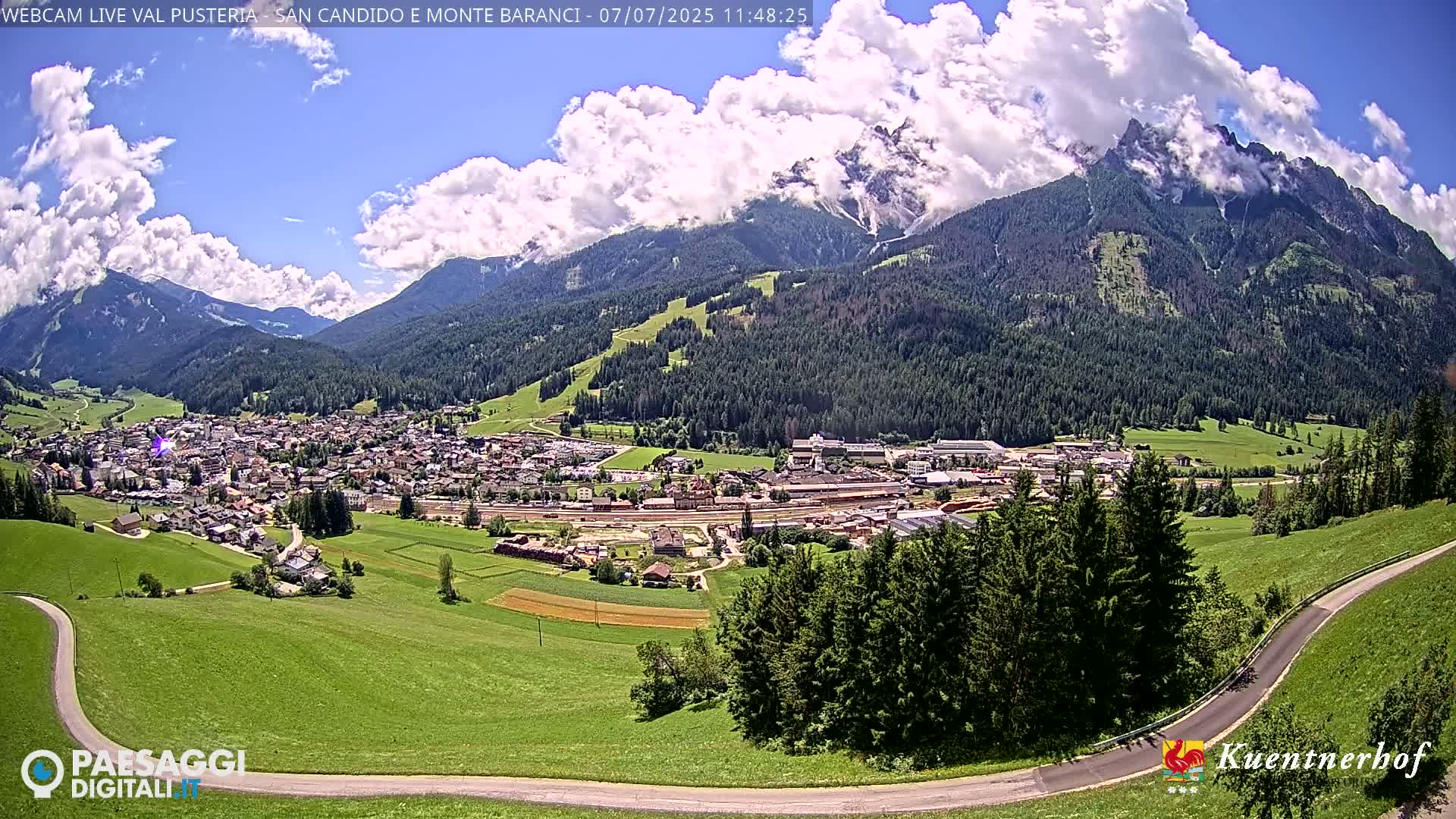 Val Pusteria (Puster Valley), San Candido (Innichen) Village & Monte Baranci Mount View Live Cam - South Tyrol (Bolzano) , Trentino-South Tyrol (Trentino-Alto Adige/Südtirol), Italy