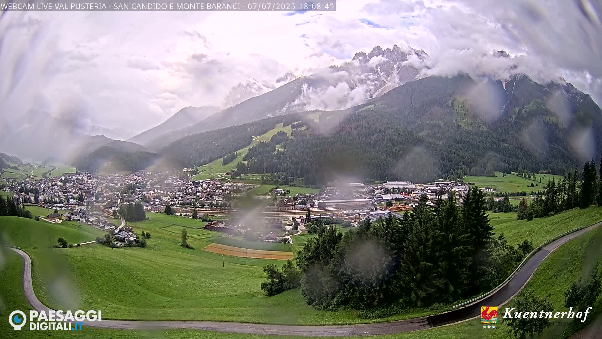 Val Pusteria (Puster Valley), San Candido (Innichen) Village & Monte Baranci Mount View Live Cam - South Tyrol (Bolzano) , Trentino-South Tyrol (Trentino-Alto Adige/Südtirol), Italy