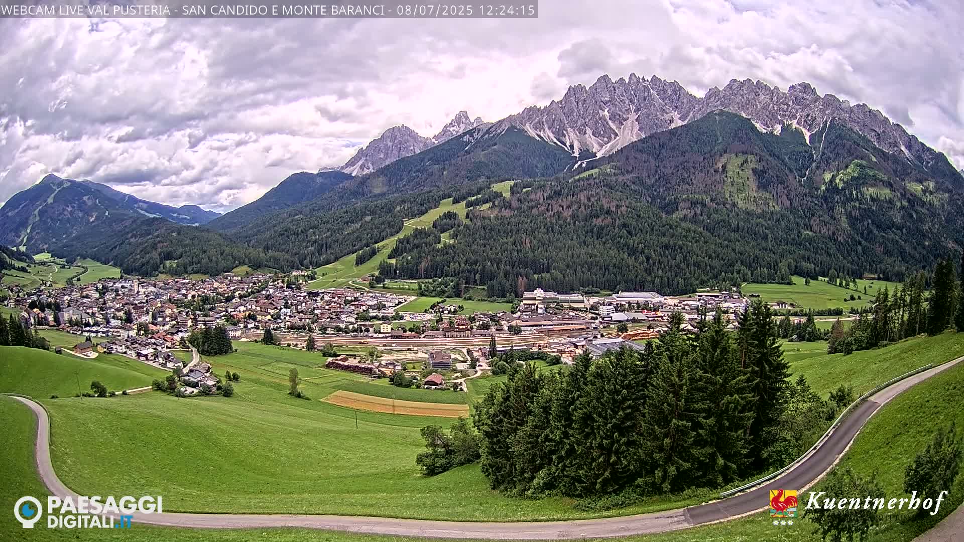 Val Pusteria (Puster Valley), San Candido (Innichen) Village & Monte Baranci Mount View Live Cam - South Tyrol (Bolzano) , Trentino-South Tyrol (Trentino-Alto Adige/Südtirol), Italy