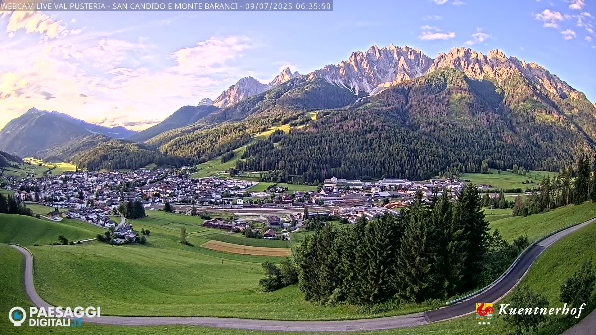 Val Pusteria (Puster Valley), San Candido (Innichen) Village & Monte Baranci Mount View Live Cam - South Tyrol (Bolzano) , Trentino-South Tyrol (Trentino-Alto Adige/Südtirol), Italy