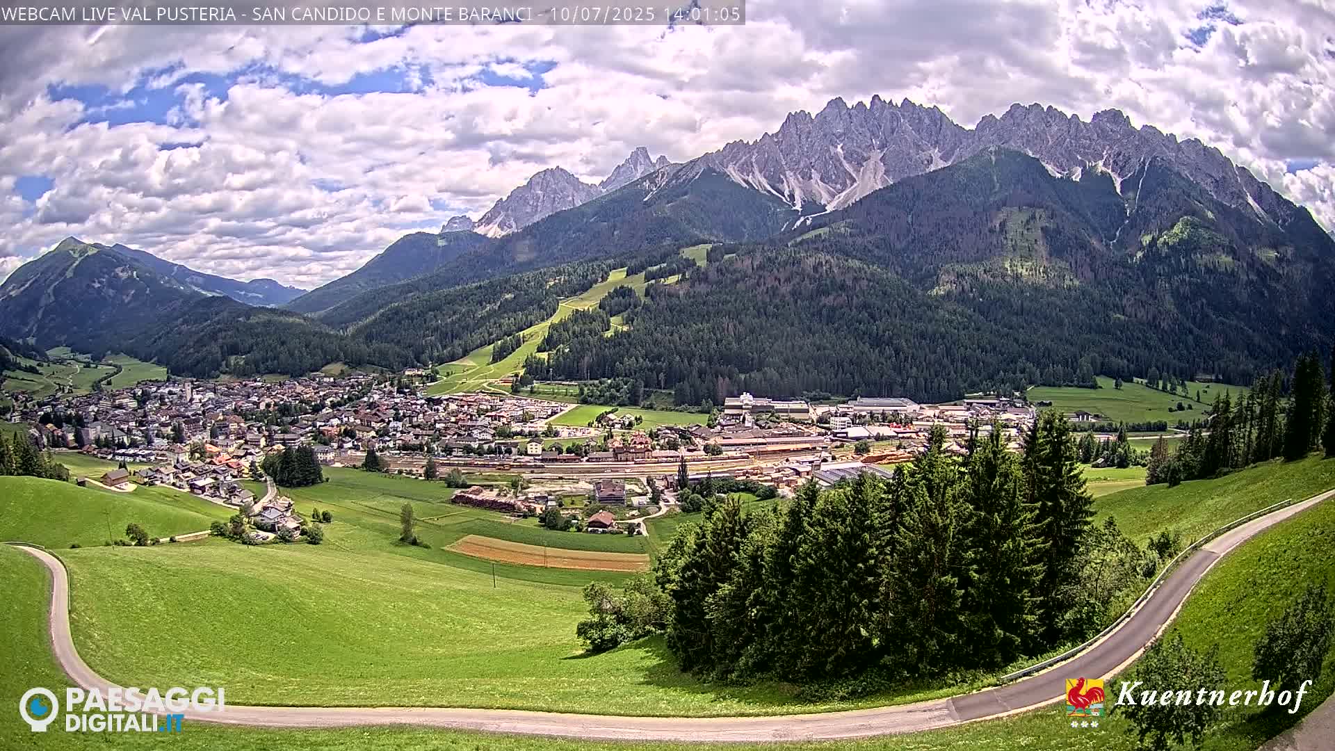 Val Pusteria (Puster Valley), San Candido (Innichen) Village & Monte Baranci Mount View Live Cam - South Tyrol (Bolzano) , Trentino-South Tyrol (Trentino-Alto Adige/Südtirol), Italy