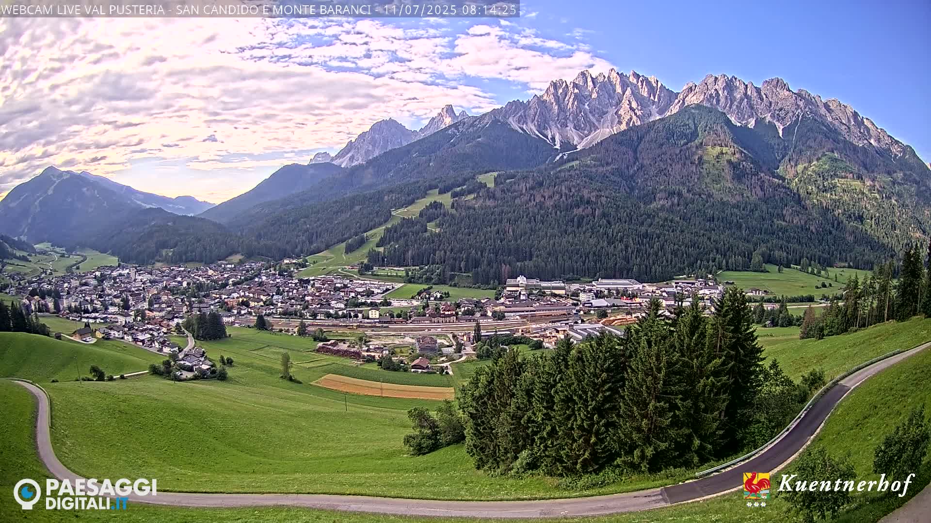 Val Pusteria (Puster Valley), San Candido (Innichen) Village & Monte Baranci Mount View Live Cam - South Tyrol (Bolzano) , Trentino-South Tyrol (Trentino-Alto Adige/Südtirol), Italy