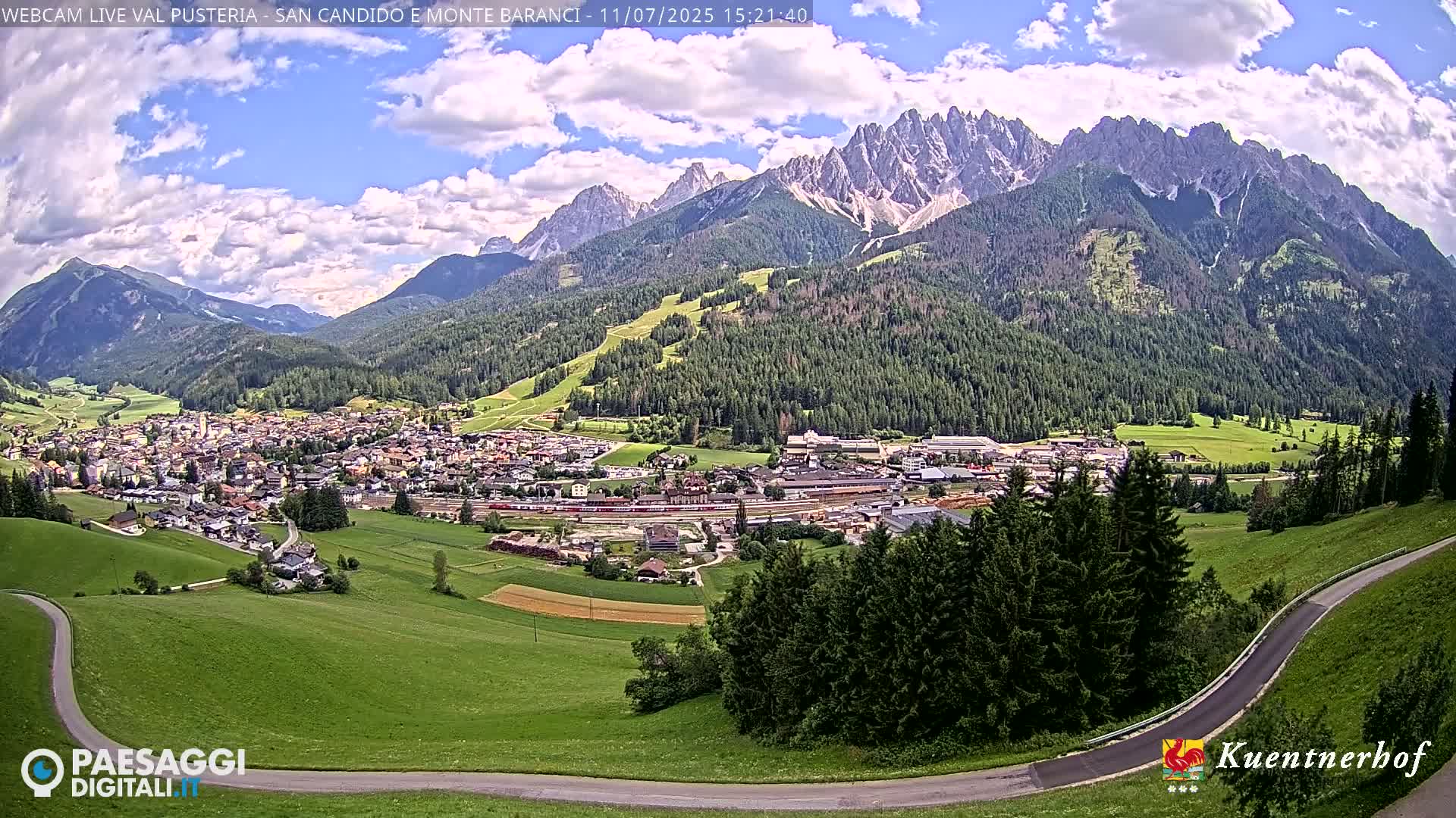 Val Pusteria (Puster Valley), San Candido (Innichen) Village & Monte Baranci Mount View Live Cam - South Tyrol (Bolzano) , Trentino-South Tyrol (Trentino-Alto Adige/Südtirol), Italy