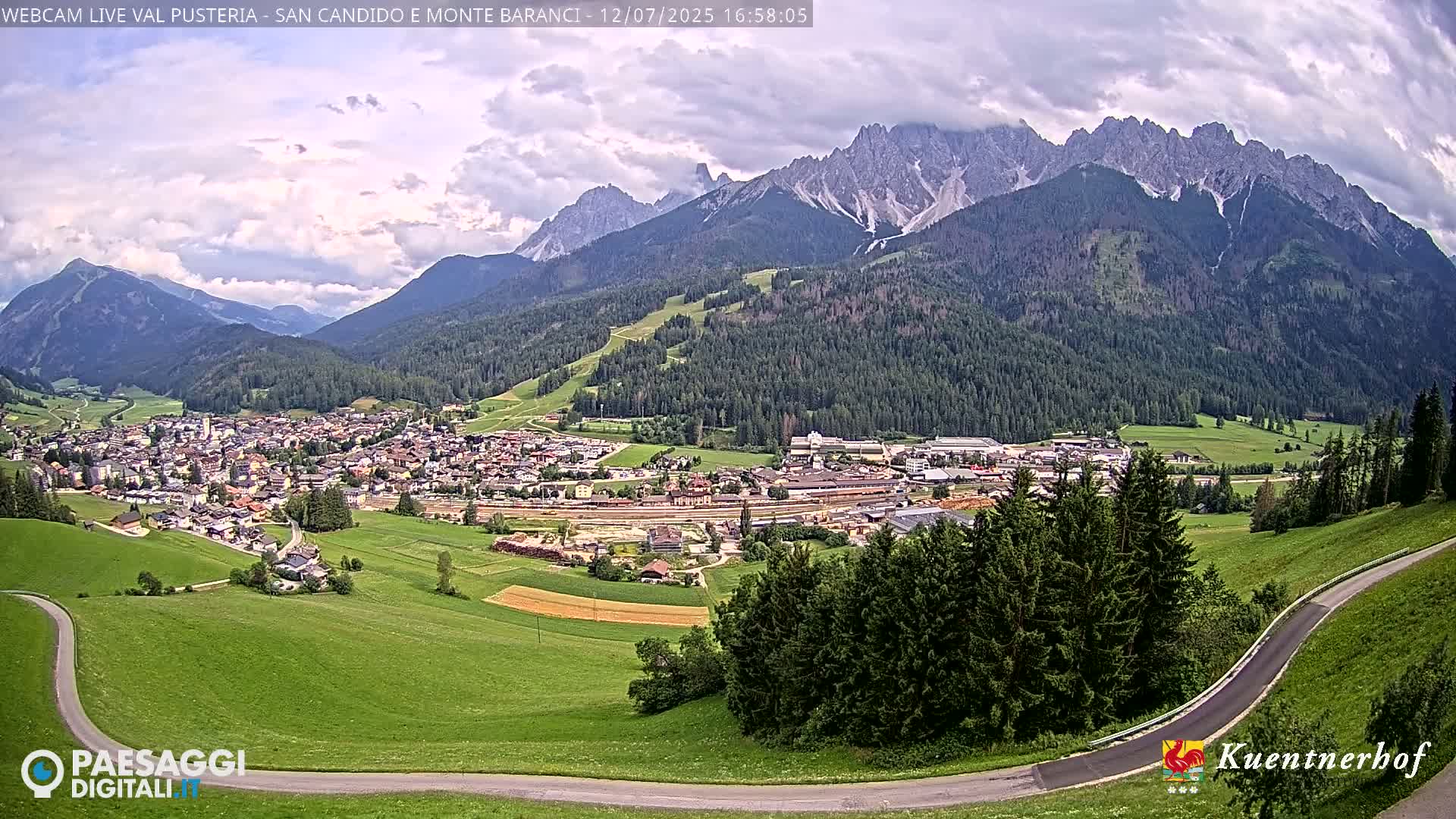 Val Pusteria (Puster Valley), San Candido (Innichen) Village & Monte Baranci Mount View Live Cam - South Tyrol (Bolzano) , Trentino-South Tyrol (Trentino-Alto Adige/Südtirol), Italy