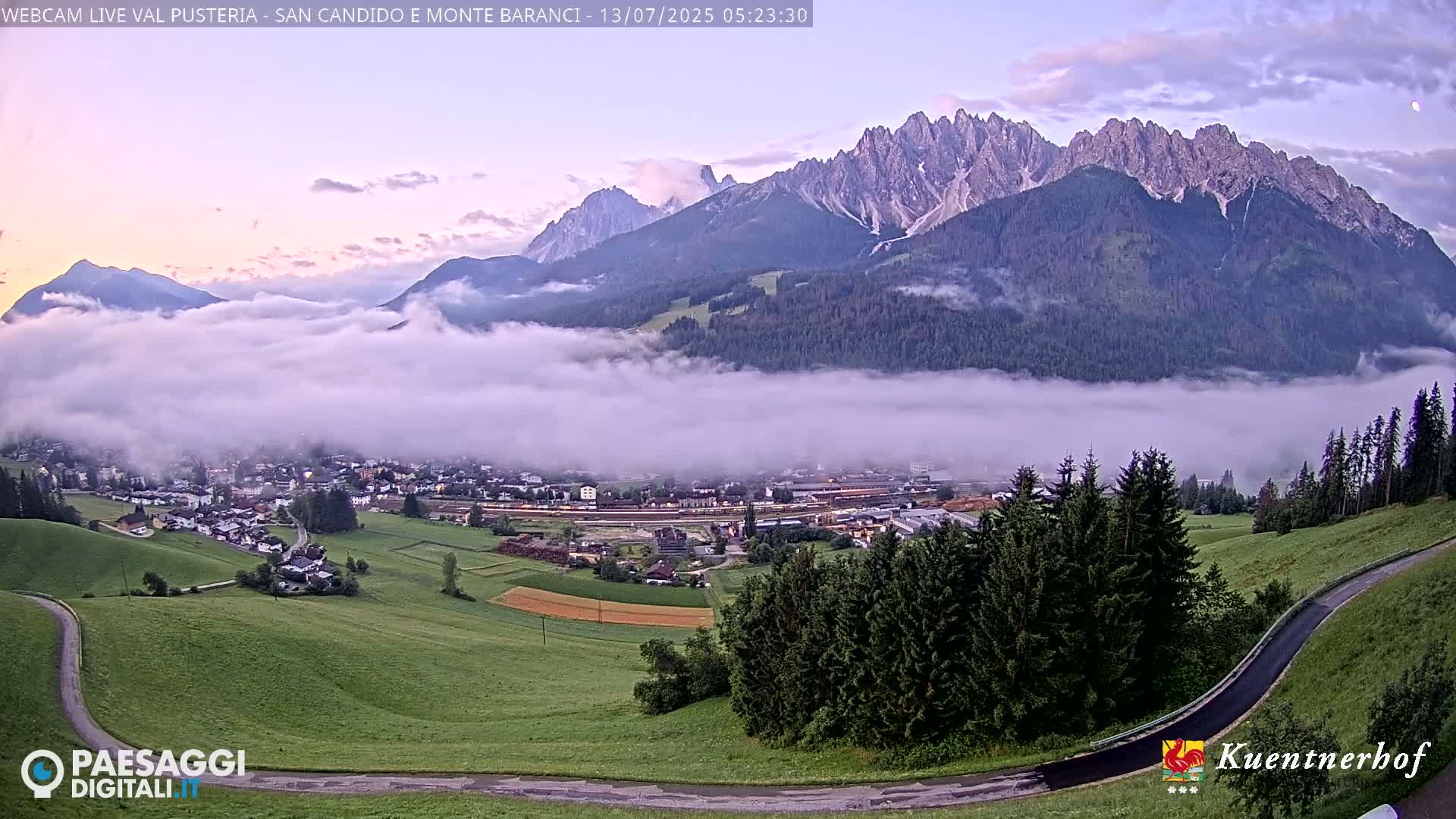 Val Pusteria (Puster Valley), San Candido (Innichen) Village & Monte Baranci Mount View Live Cam - South Tyrol (Bolzano) , Trentino-South Tyrol (Trentino-Alto Adige/Südtirol), Italy