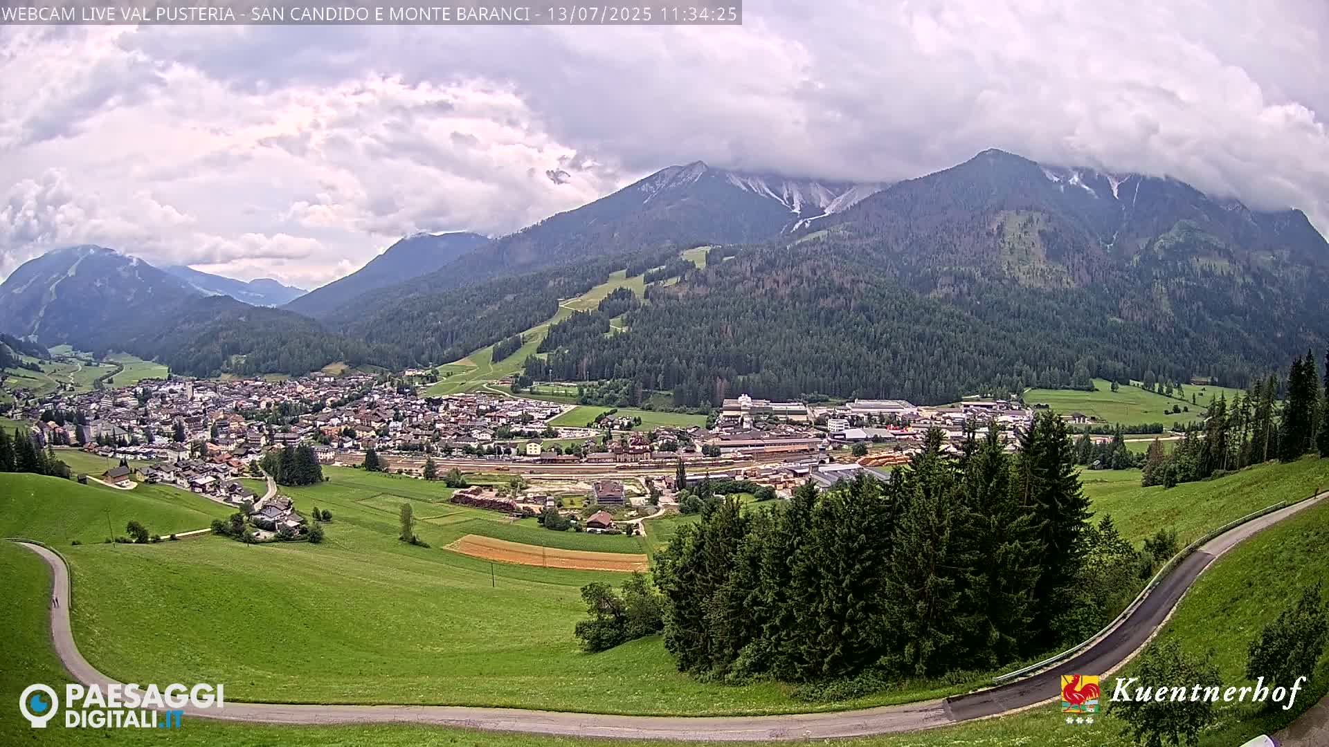 Val Pusteria (Puster Valley), San Candido (Innichen) Village & Monte Baranci Mount View Live Cam - South Tyrol (Bolzano) , Trentino-South Tyrol (Trentino-Alto Adige/Südtirol), Italy