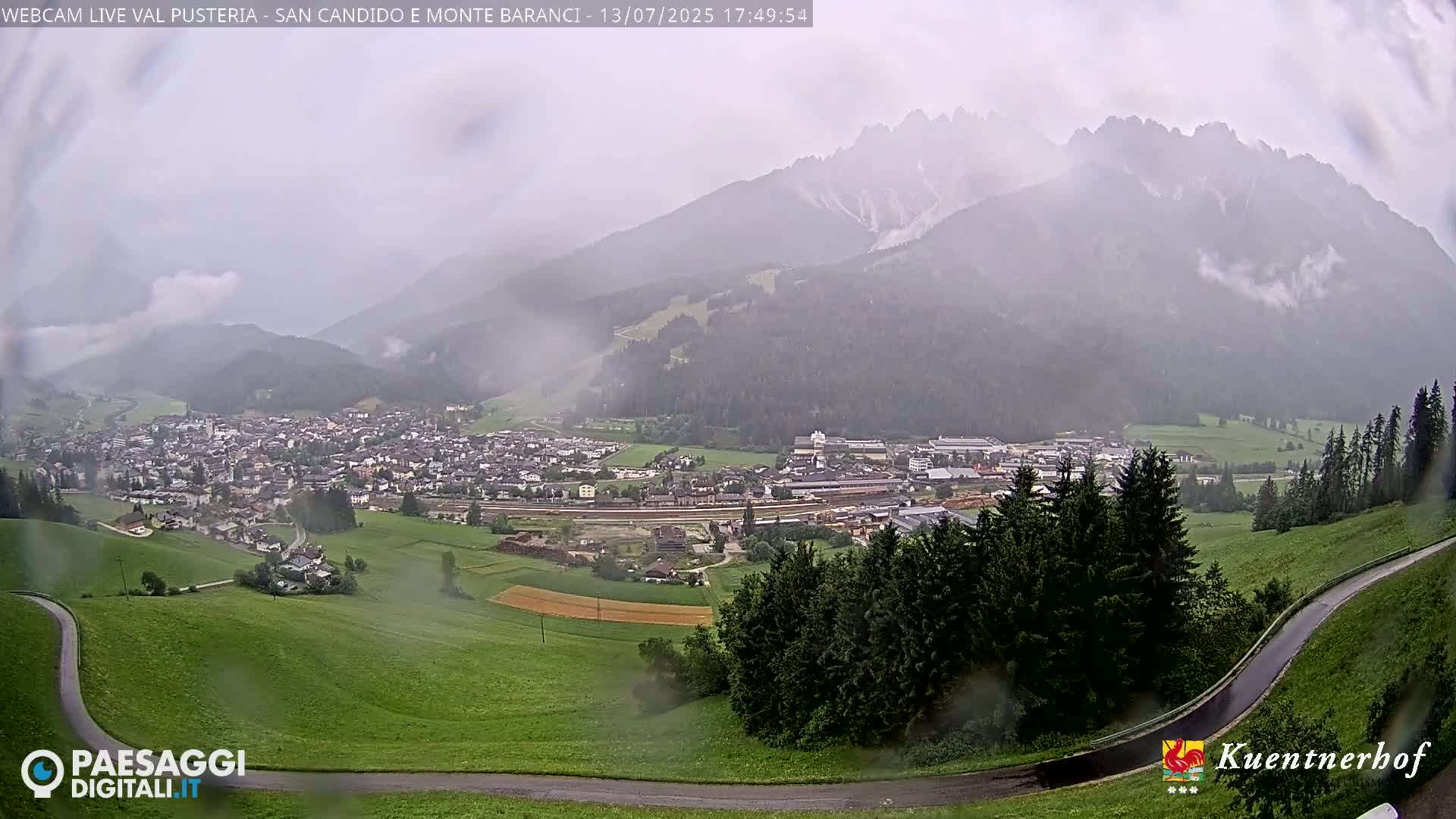 Val Pusteria (Puster Valley), San Candido (Innichen) Village & Monte Baranci Mount View Live Cam - South Tyrol (Bolzano) , Trentino-South Tyrol (Trentino-Alto Adige/Südtirol), Italy