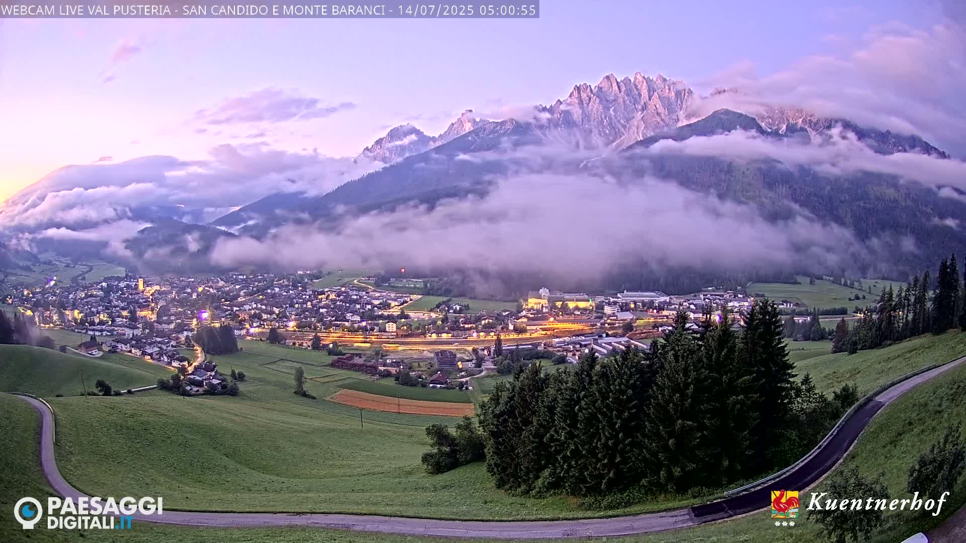 Val Pusteria (Puster Valley), San Candido (Innichen) Village & Monte Baranci Mount View Live Cam - South Tyrol (Bolzano) , Trentino-South Tyrol (Trentino-Alto Adige/Südtirol), Italy