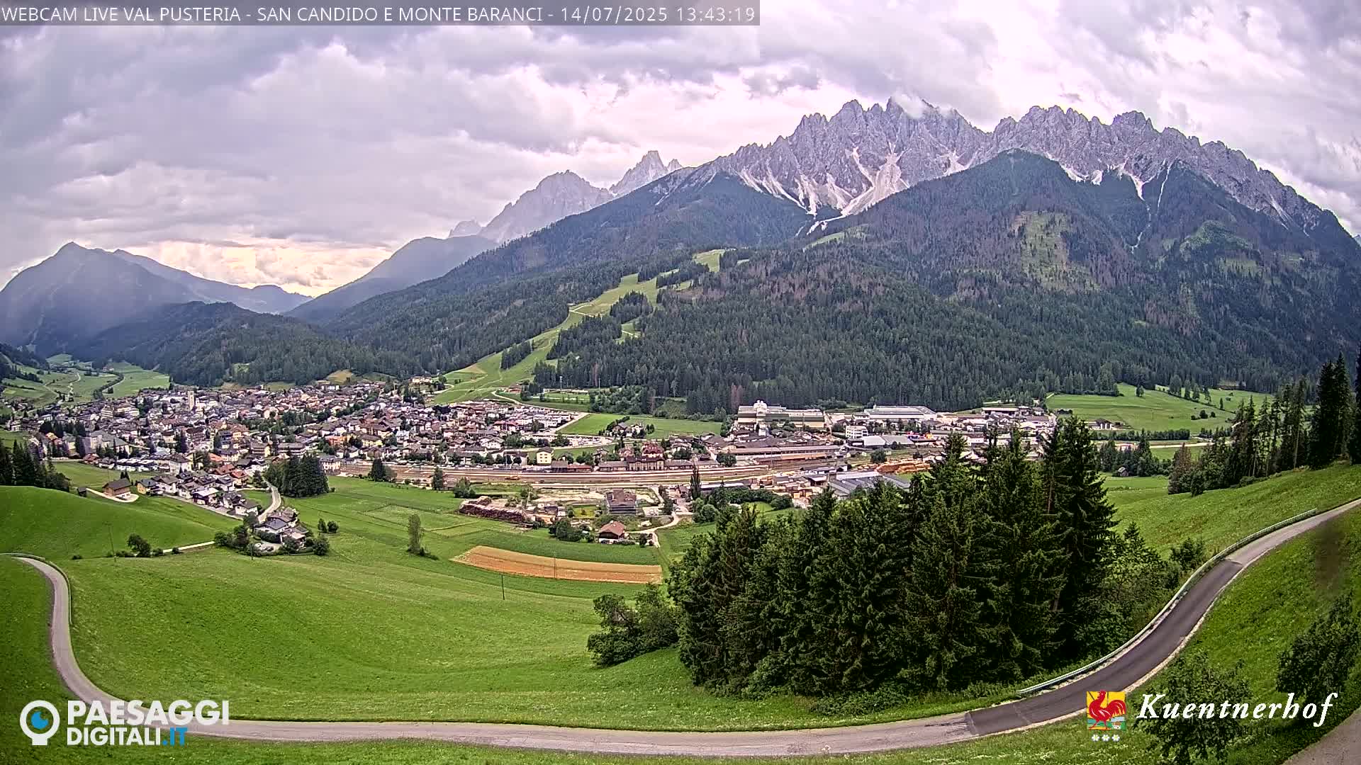 Val Pusteria (Puster Valley), San Candido (Innichen) Village & Monte Baranci Mount View Live Cam - South Tyrol (Bolzano) , Trentino-South Tyrol (Trentino-Alto Adige/Südtirol), Italy