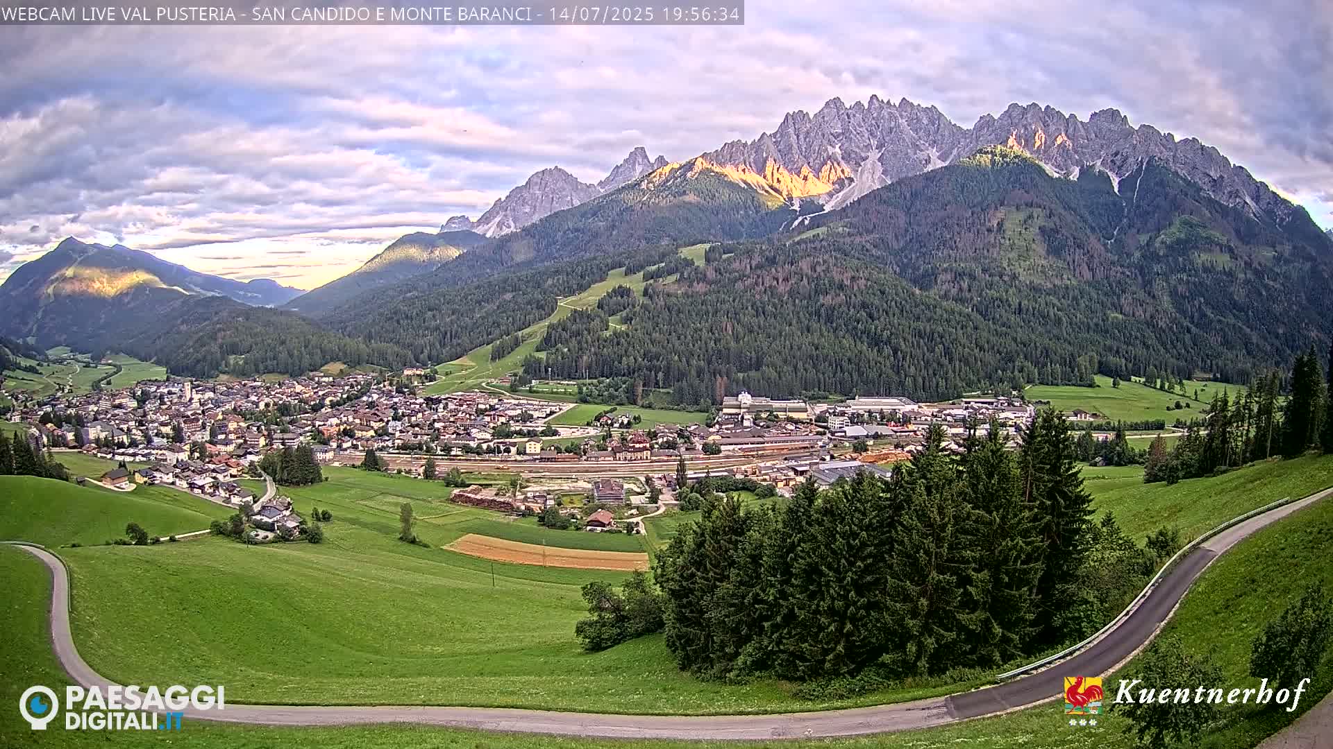 Val Pusteria (Puster Valley), San Candido (Innichen) Village & Monte Baranci Mount View Live Cam - South Tyrol (Bolzano) , Trentino-South Tyrol (Trentino-Alto Adige/Südtirol), Italy