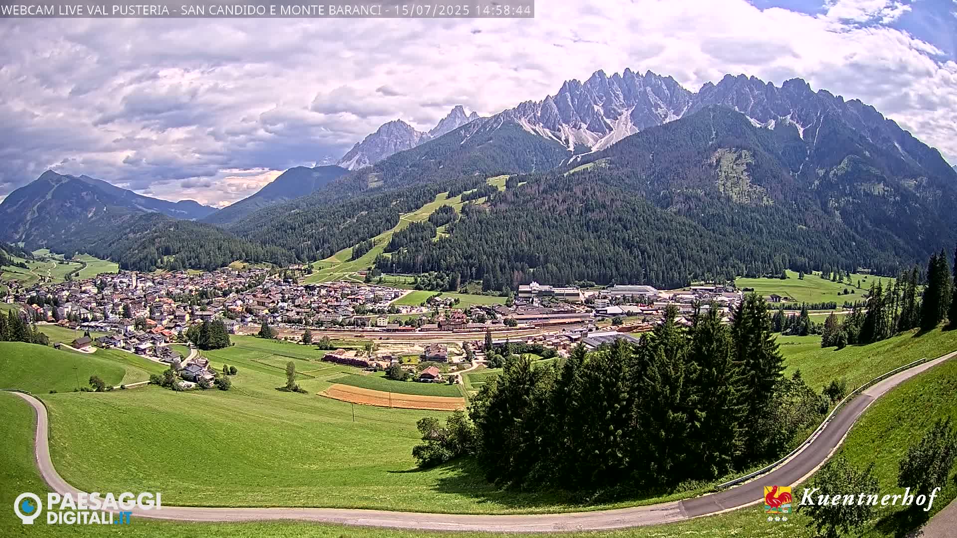 Val Pusteria (Puster Valley), San Candido (Innichen) Village & Monte Baranci Mount View Live Cam - South Tyrol (Bolzano) , Trentino-South Tyrol (Trentino-Alto Adige/Südtirol), Italy
