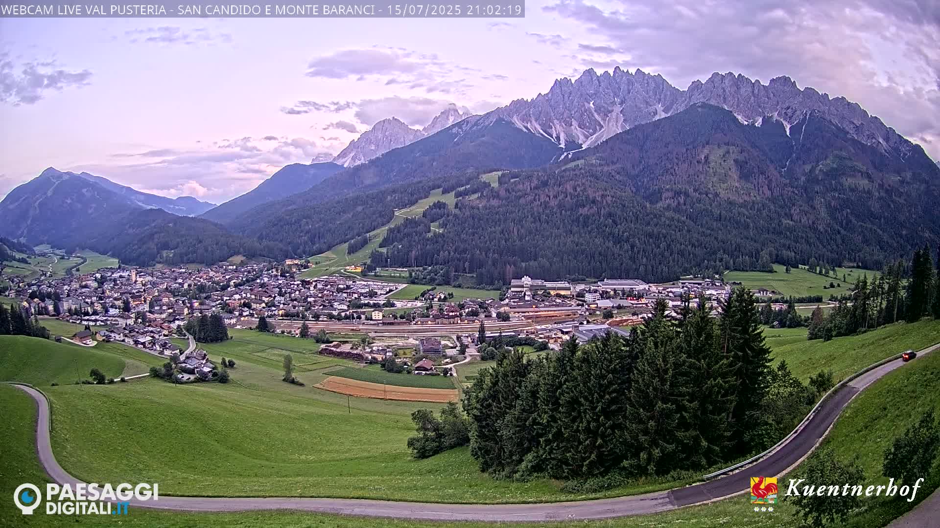 Val Pusteria (Puster Valley), San Candido (Innichen) Village & Monte Baranci Mount View Live Cam - South Tyrol (Bolzano) , Trentino-South Tyrol (Trentino-Alto Adige/Südtirol), Italy