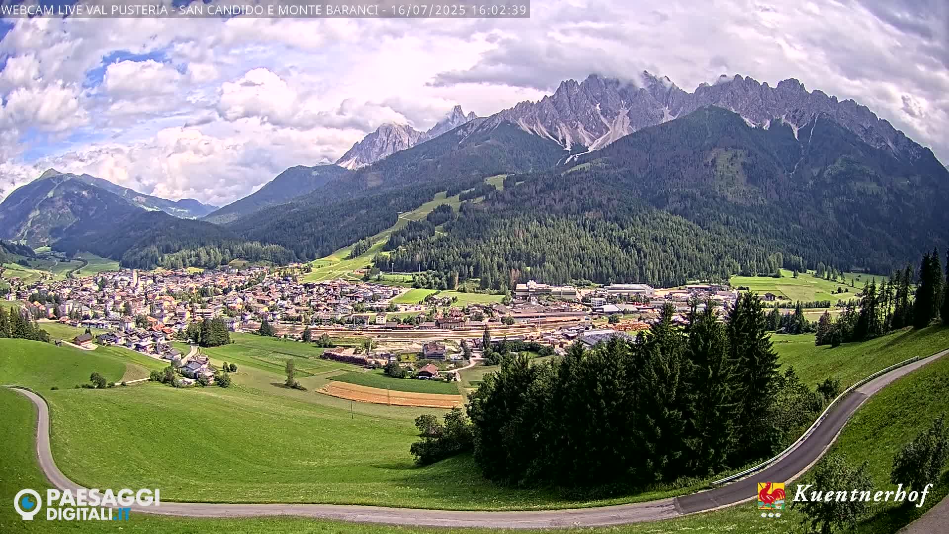 Val Pusteria (Puster Valley), San Candido (Innichen) Village & Monte Baranci Mount View Live Cam - South Tyrol (Bolzano) , Trentino-South Tyrol (Trentino-Alto Adige/Südtirol), Italy