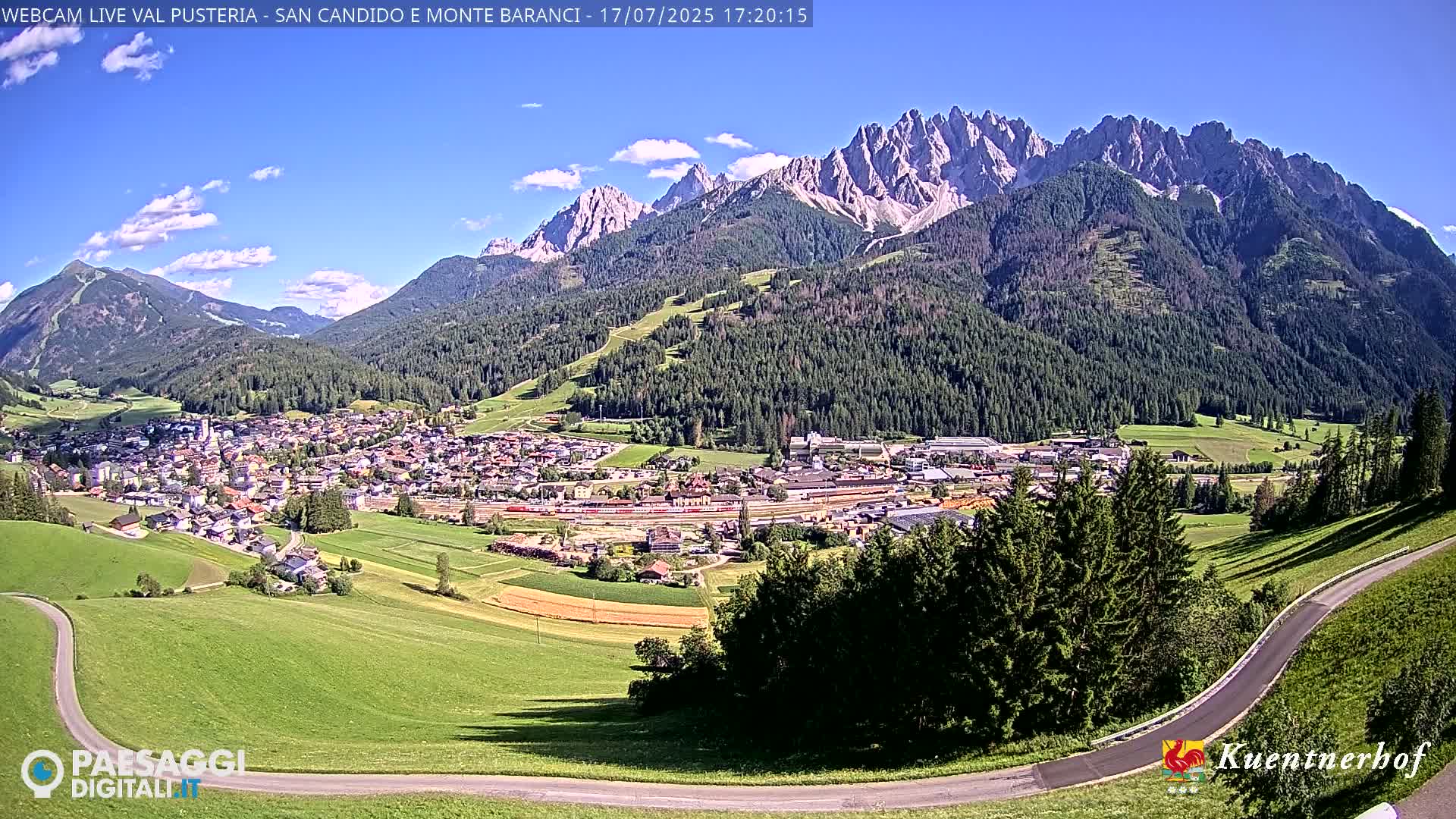 Val Pusteria (Puster Valley), San Candido (Innichen) Village & Monte Baranci Mount View Live Cam - South Tyrol (Bolzano) , Trentino-South Tyrol (Trentino-Alto Adige/Südtirol), Italy