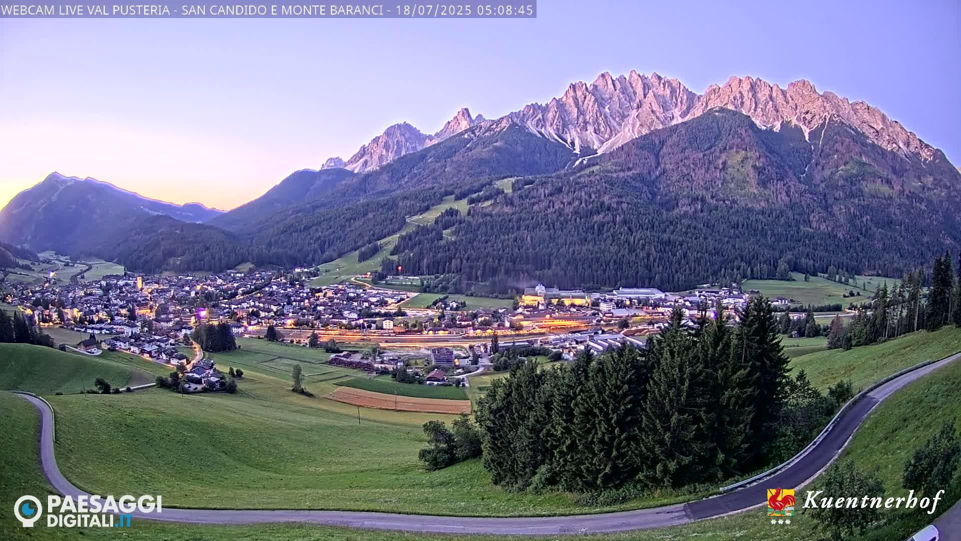 Val Pusteria (Puster Valley), San Candido (Innichen) Village & Monte Baranci Mount View Live Cam - South Tyrol (Bolzano) , Trentino-South Tyrol (Trentino-Alto Adige/Südtirol), Italy