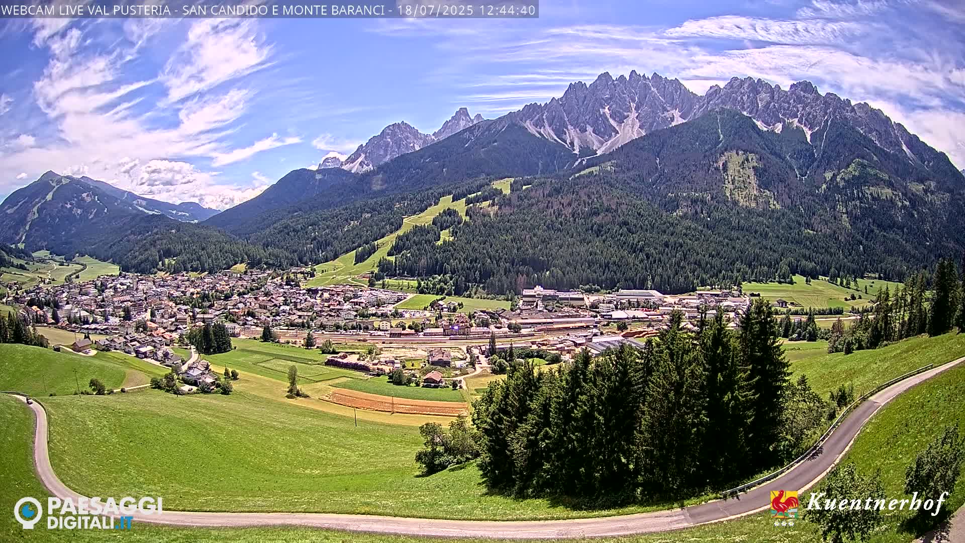 Val Pusteria (Puster Valley), San Candido (Innichen) Village & Monte Baranci Mount View Live Cam - South Tyrol (Bolzano) , Trentino-South Tyrol (Trentino-Alto Adige/Südtirol), Italy