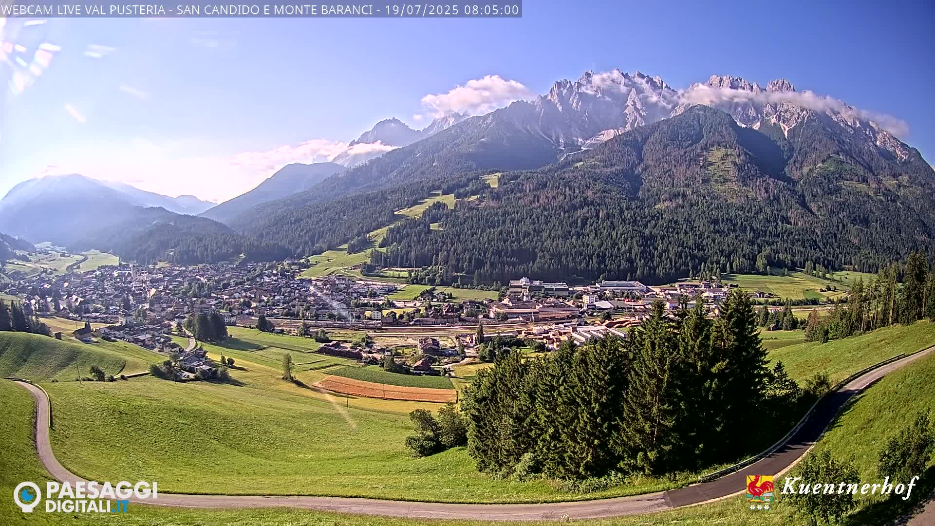 Val Pusteria (Puster Valley), San Candido (Innichen) Village & Monte Baranci Mount View Live Cam - South Tyrol (Bolzano) , Trentino-South Tyrol (Trentino-Alto Adige/Südtirol), Italy