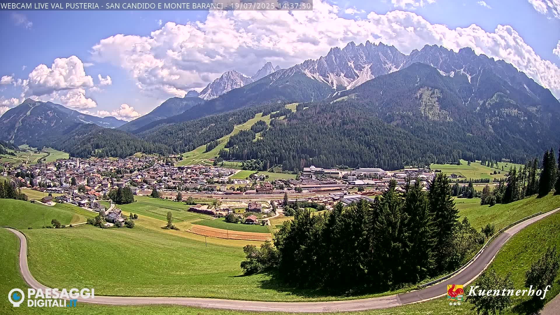 Val Pusteria (Puster Valley), San Candido (Innichen) Village & Monte Baranci Mount View Live Cam - South Tyrol (Bolzano) , Trentino-South Tyrol (Trentino-Alto Adige/Südtirol), Italy