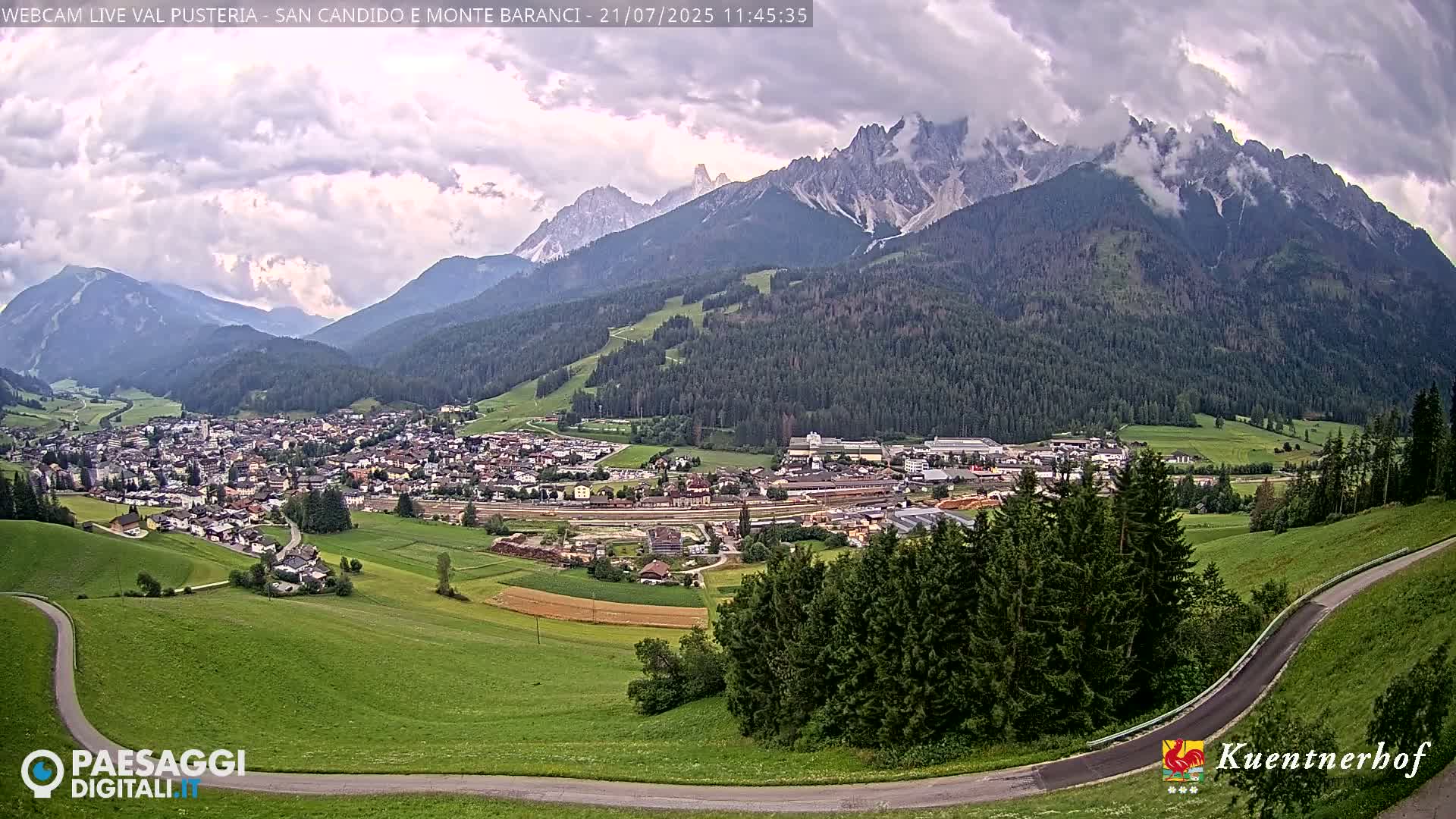Val Pusteria (Puster Valley), San Candido (Innichen) Village & Monte Baranci Mount View Live Cam - South Tyrol (Bolzano) , Trentino-South Tyrol (Trentino-Alto Adige/Südtirol), Italy