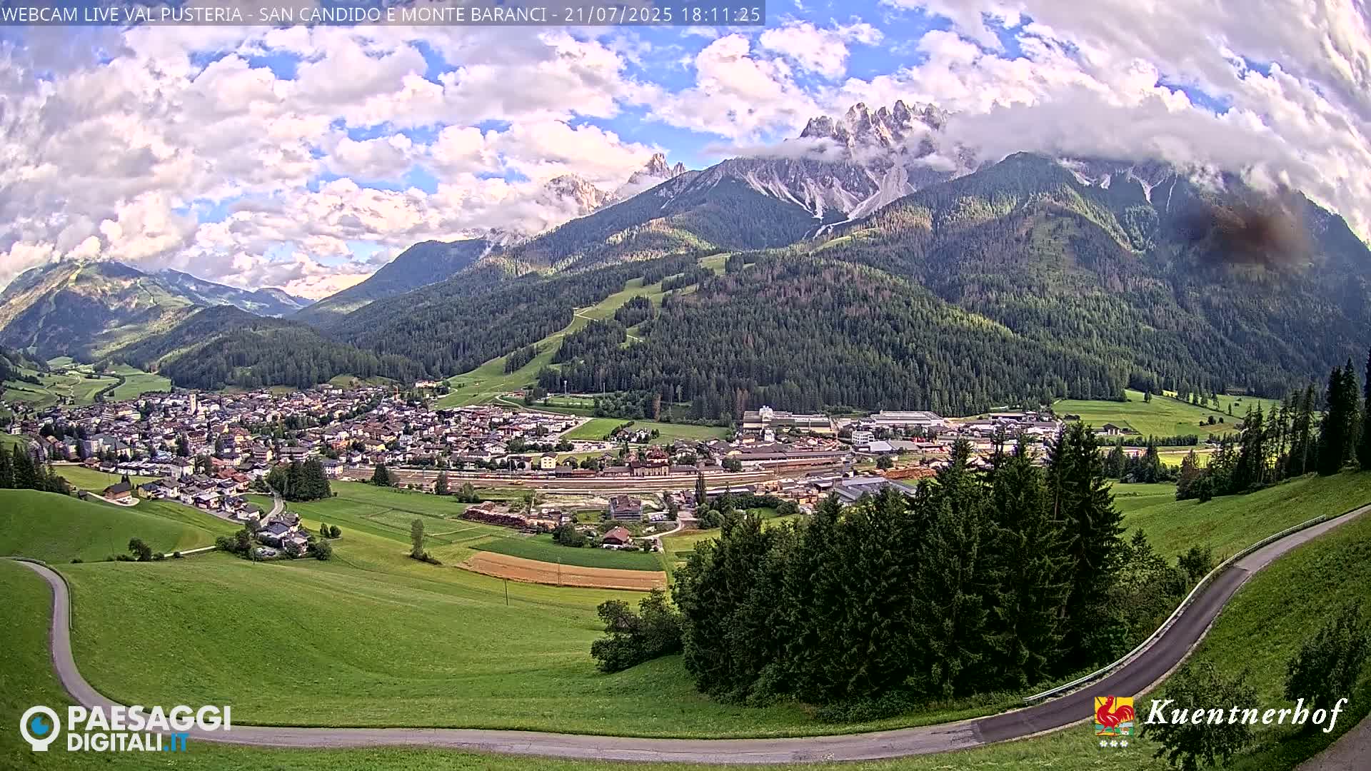 Val Pusteria (Puster Valley), San Candido (Innichen) Village & Monte Baranci Mount View Live Cam - South Tyrol (Bolzano) , Trentino-South Tyrol (Trentino-Alto Adige/Südtirol), Italy