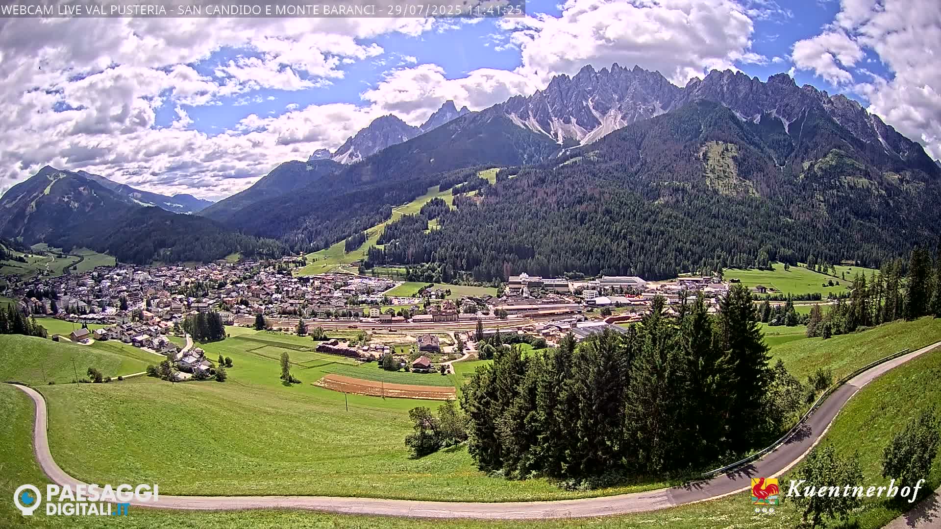 Val Pusteria (Puster Valley), San Candido (Innichen) Village & Monte Baranci Mount View Live Cam - South Tyrol (Bolzano) , Trentino-South Tyrol (Trentino-Alto Adige/Südtirol), Italy