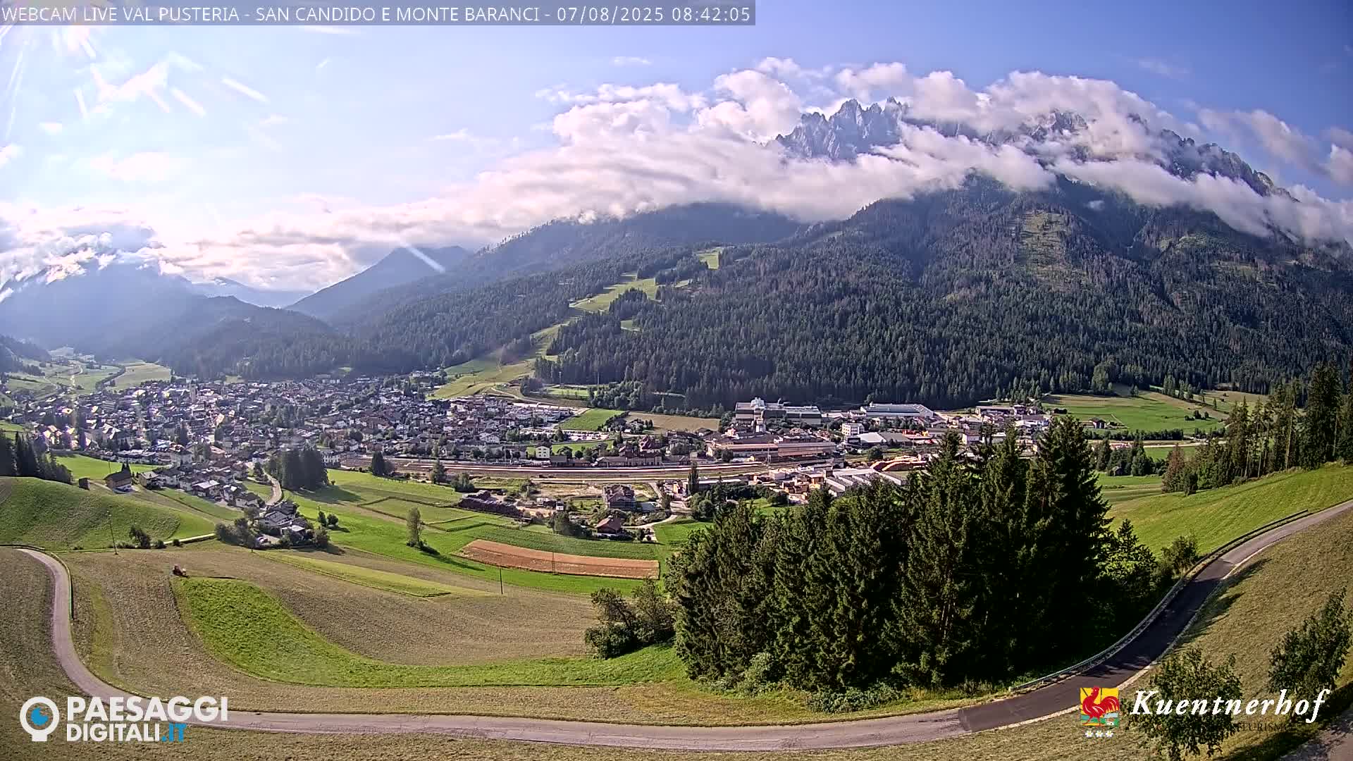 Val Pusteria (Puster Valley), San Candido (Innichen) Village & Monte Baranci Mount View Live Cam - South Tyrol (Bolzano) , Trentino-South Tyrol (Trentino-Alto Adige/Südtirol), Italy