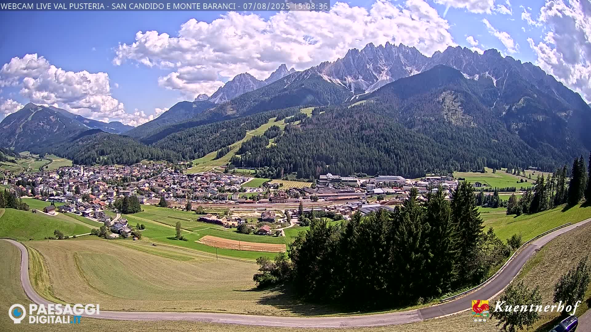 Val Pusteria (Puster Valley), San Candido (Innichen) Village & Monte Baranci Mount View Live Cam - South Tyrol (Bolzano) , Trentino-South Tyrol (Trentino-Alto Adige/Südtirol), Italy