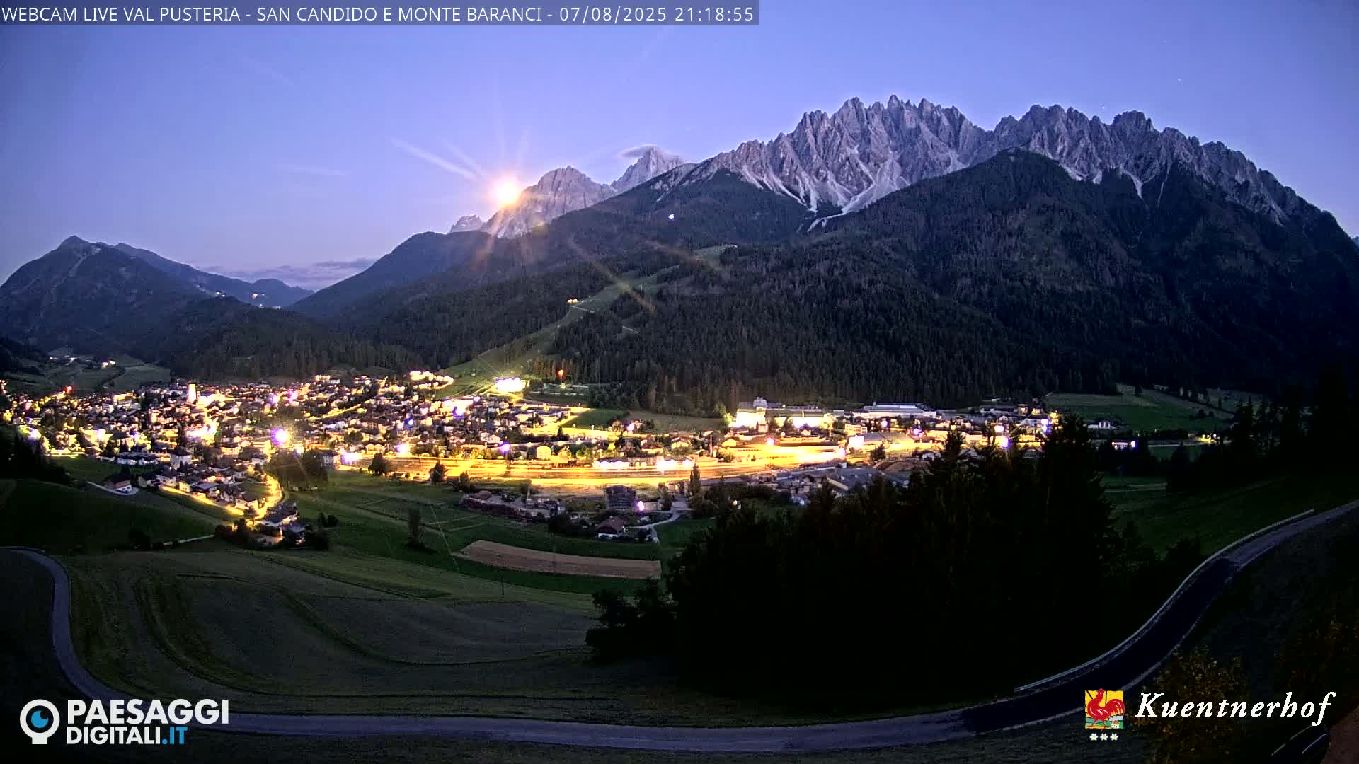 Val Pusteria (Puster Valley), San Candido (Innichen) Village & Monte Baranci Mount View Live Cam - South Tyrol (Bolzano) , Trentino-South Tyrol (Trentino-Alto Adige/Südtirol), Italy
