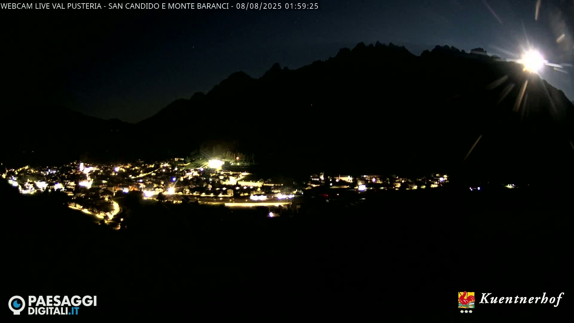 Val Pusteria (Puster Valley), San Candido (Innichen) Village & Monte Baranci Mount View Live Cam - South Tyrol (Bolzano) , Trentino-South Tyrol (Trentino-Alto Adige/Südtirol), Italy