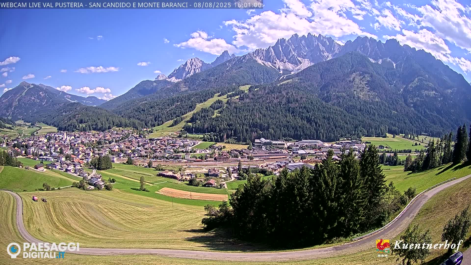 Val Pusteria (Puster Valley), San Candido (Innichen) Village & Monte Baranci Mount View Live Cam - South Tyrol (Bolzano) , Trentino-South Tyrol (Trentino-Alto Adige/Südtirol), Italy