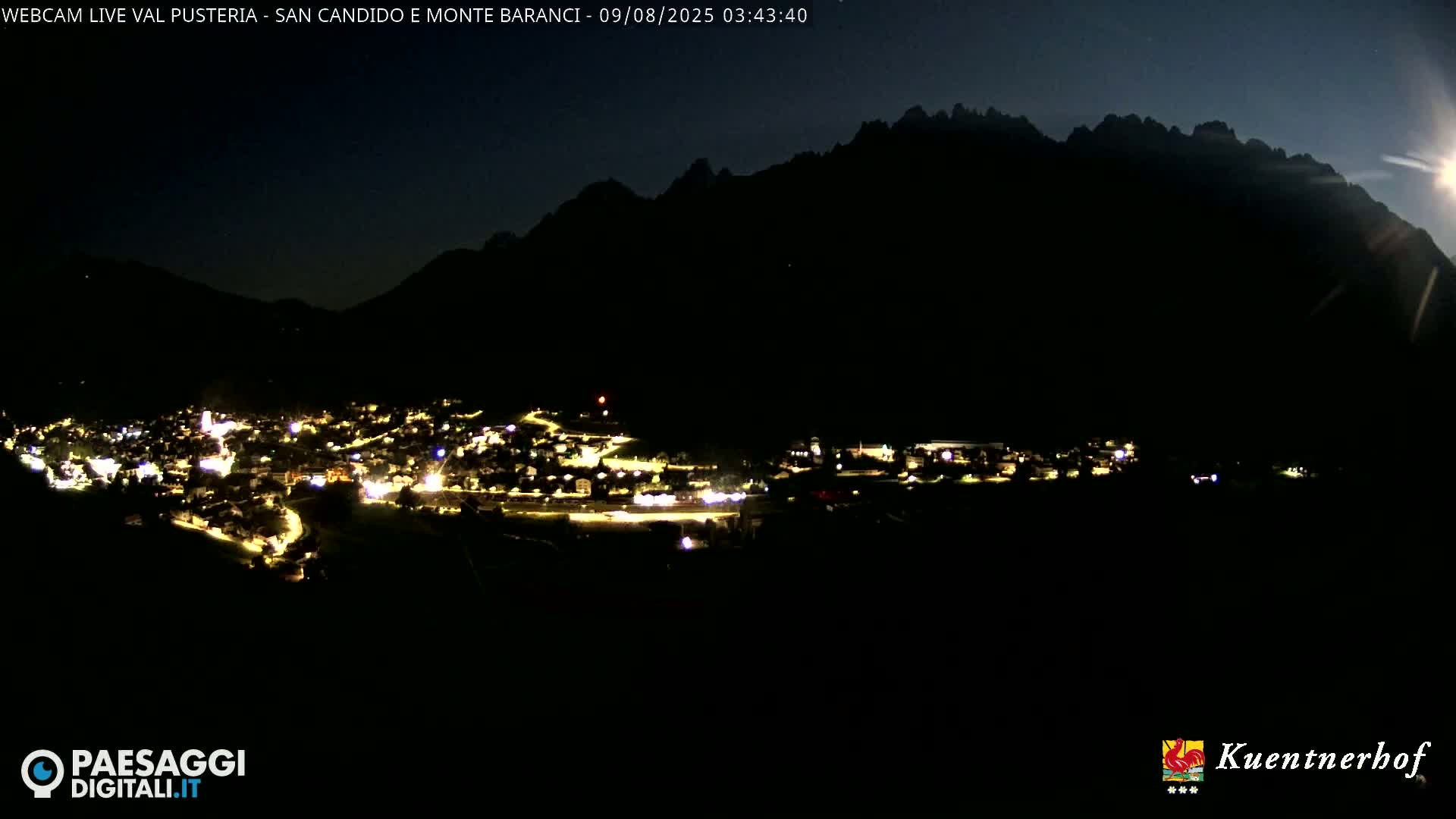 Val Pusteria (Puster Valley), San Candido (Innichen) Village & Monte Baranci Mount View Live Cam - South Tyrol (Bolzano) , Trentino-South Tyrol (Trentino-Alto Adige/Südtirol), Italy