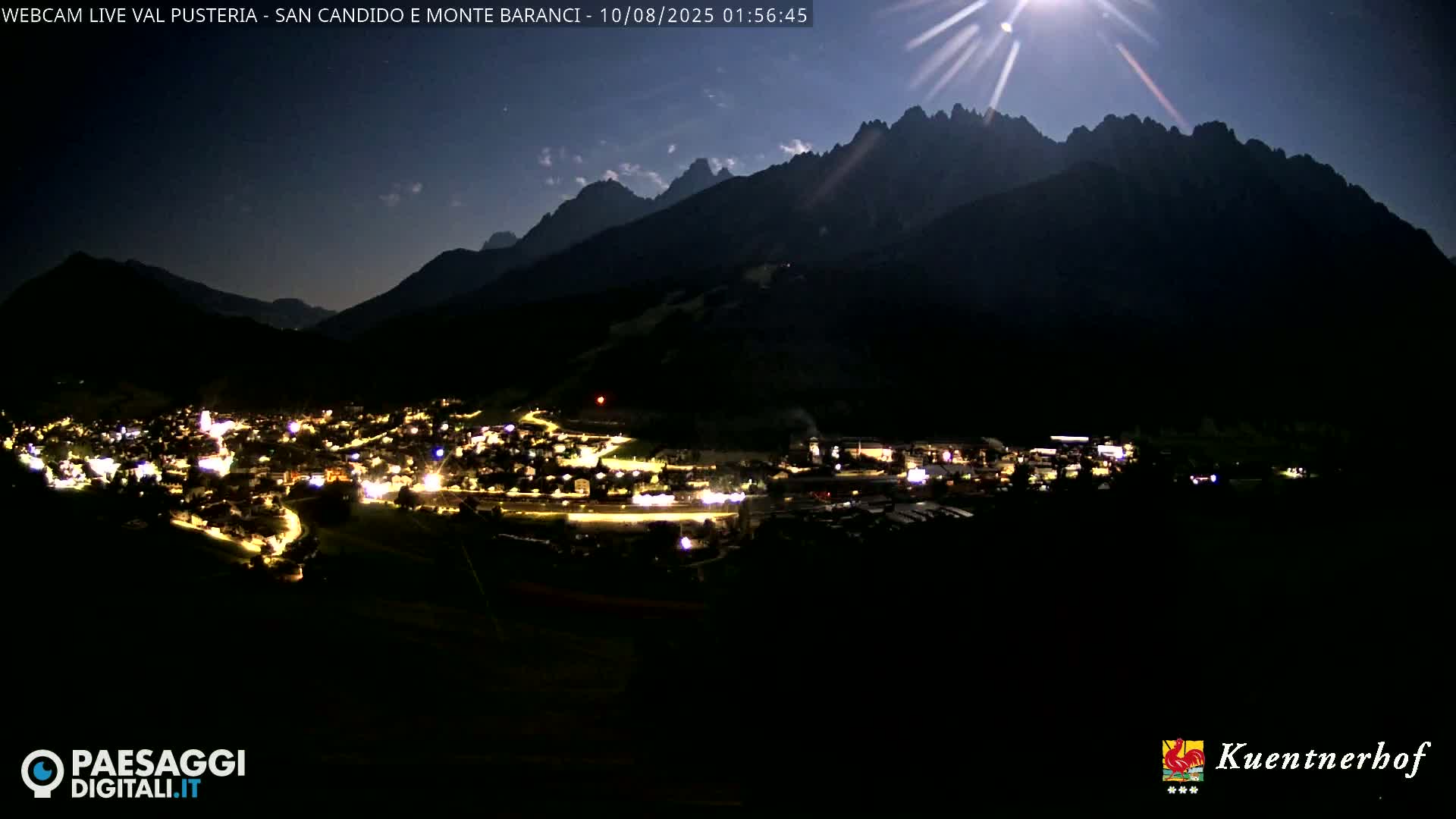 Val Pusteria (Puster Valley), San Candido (Innichen) Village & Monte Baranci Mount View Live Cam - South Tyrol (Bolzano) , Trentino-South Tyrol (Trentino-Alto Adige/Südtirol), Italy