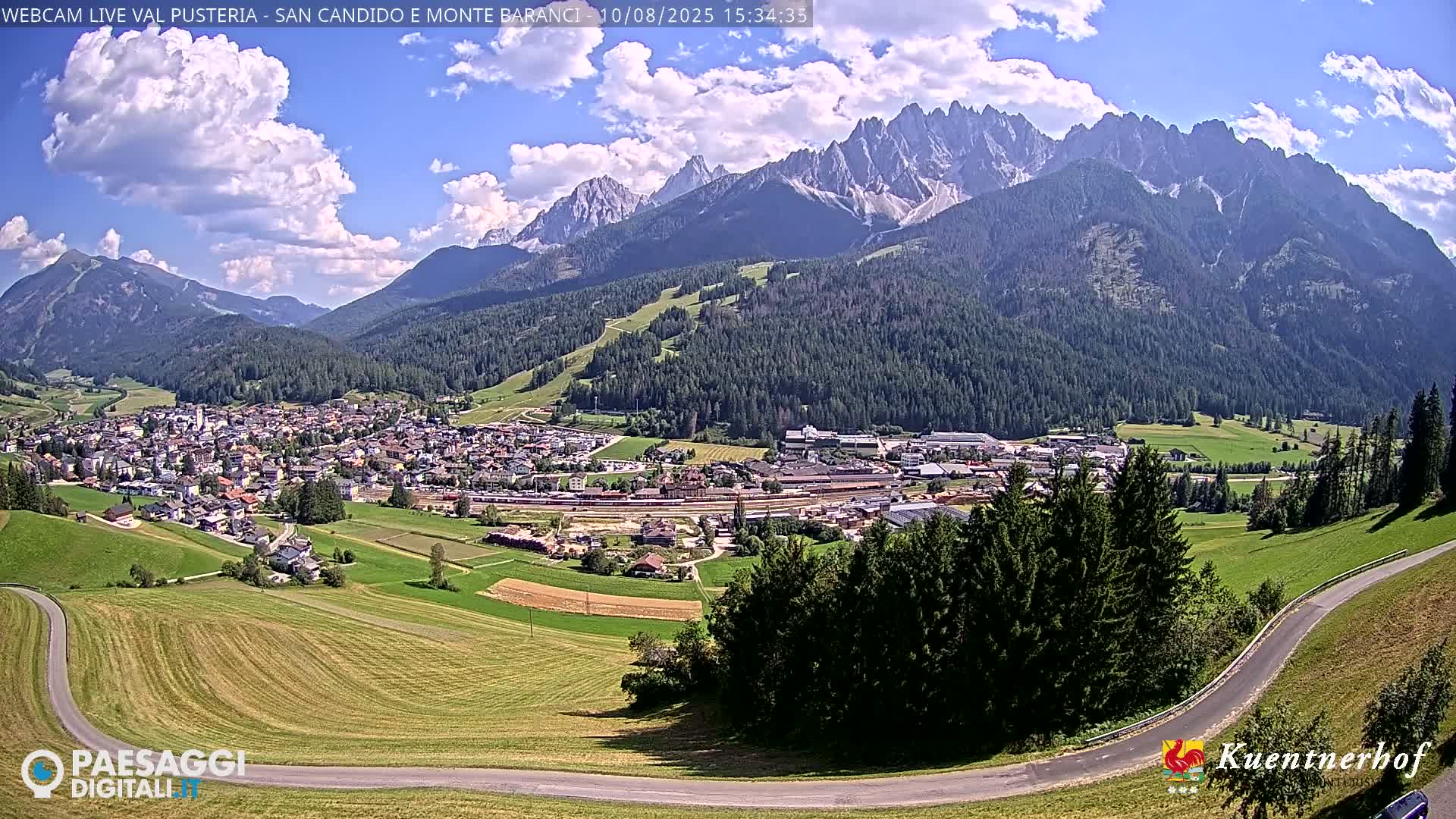 Val Pusteria (Puster Valley), San Candido (Innichen) Village & Monte Baranci Mount View Live Cam - South Tyrol (Bolzano) , Trentino-South Tyrol (Trentino-Alto Adige/Südtirol), Italy
