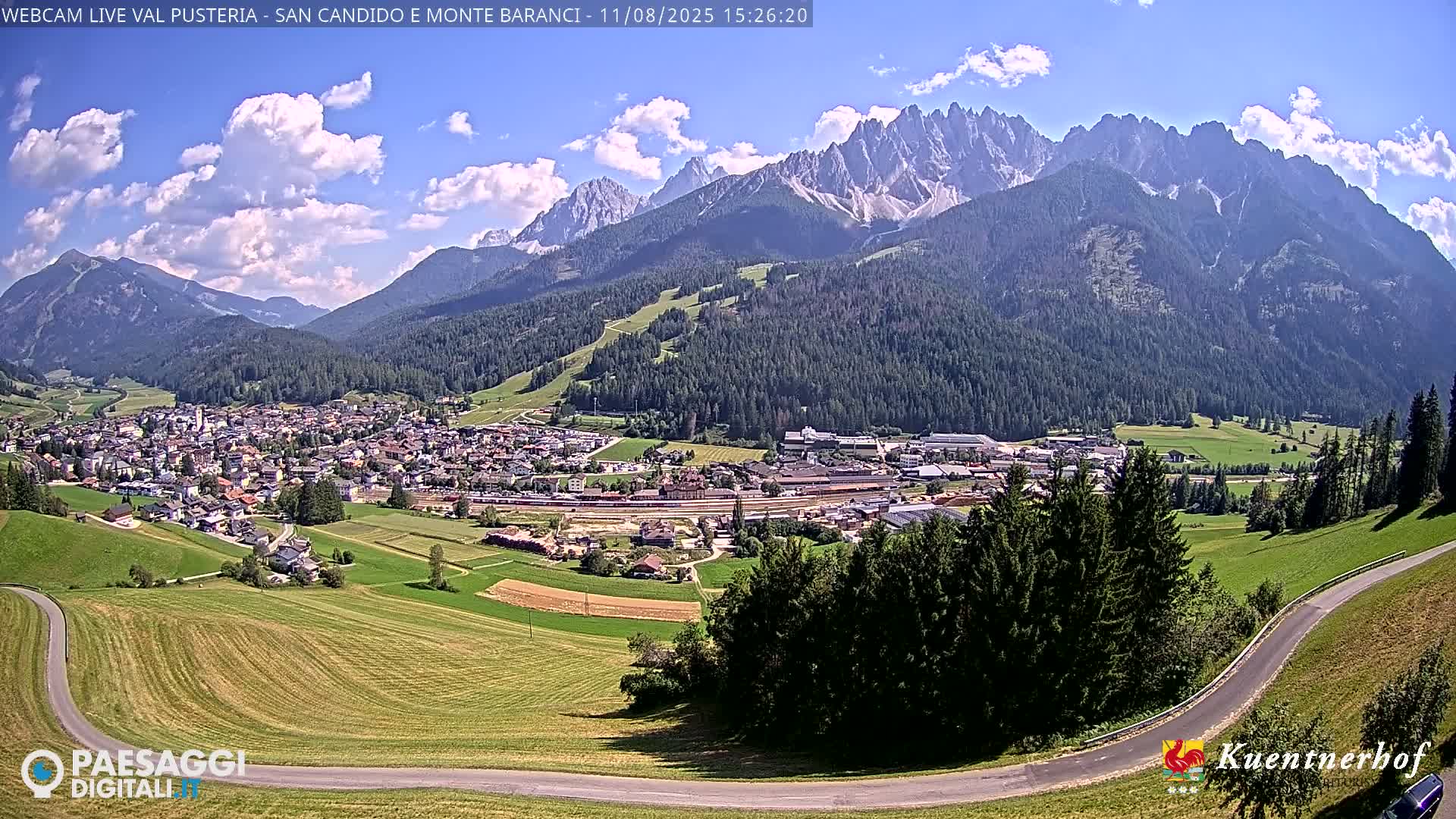 Val Pusteria (Puster Valley), San Candido (Innichen) Village & Monte Baranci Mount View Live Cam - South Tyrol (Bolzano) , Trentino-South Tyrol (Trentino-Alto Adige/Südtirol), Italy