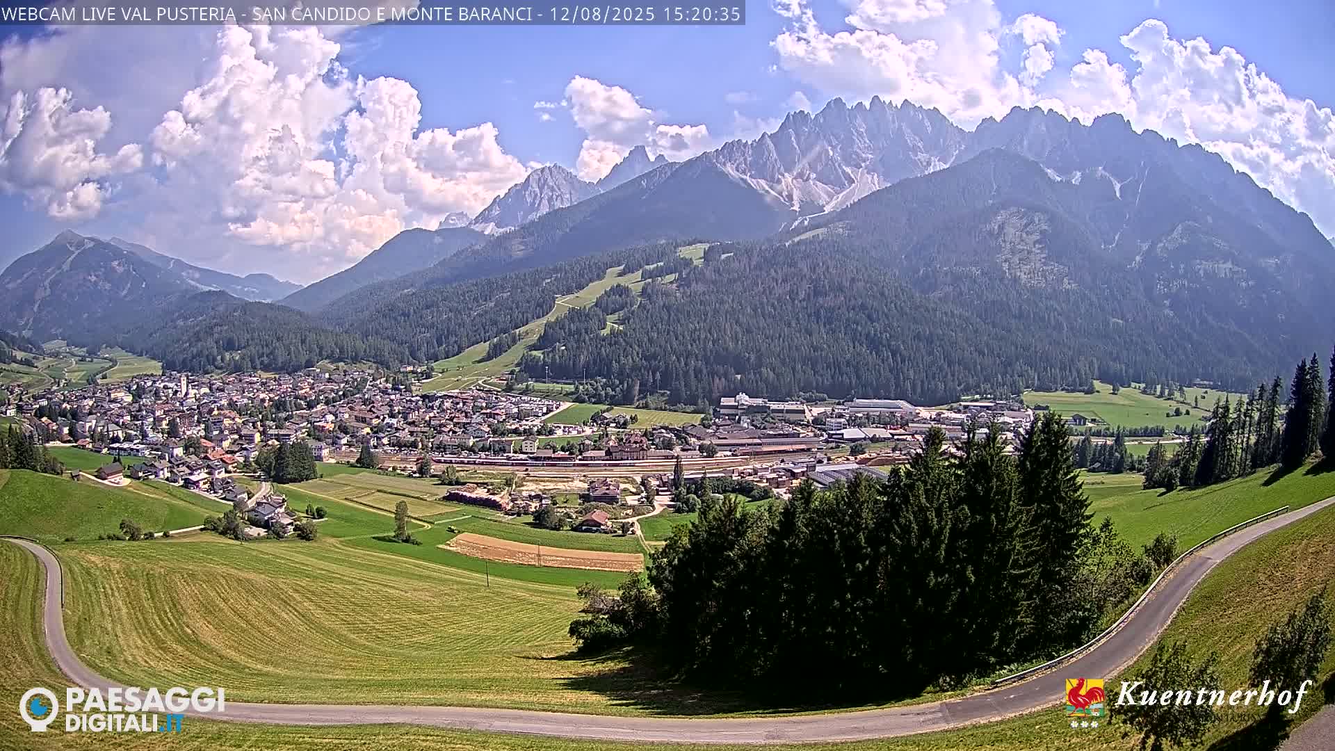 Val Pusteria (Puster Valley), San Candido (Innichen) Village & Monte Baranci Mount View Live Cam - South Tyrol (Bolzano) , Trentino-South Tyrol (Trentino-Alto Adige/Südtirol), Italy
