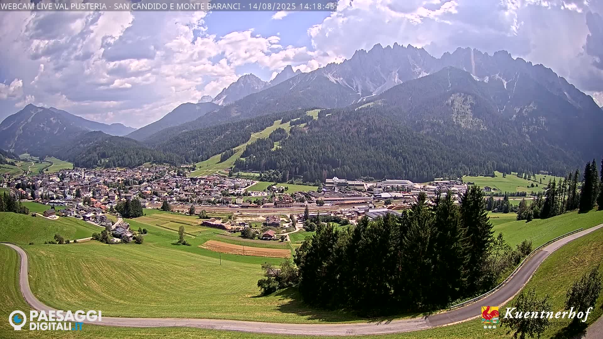 Val Pusteria (Puster Valley), San Candido (Innichen) Village & Monte Baranci Mount View Live Cam - South Tyrol (Bolzano) , Trentino-South Tyrol (Trentino-Alto Adige/Südtirol), Italy