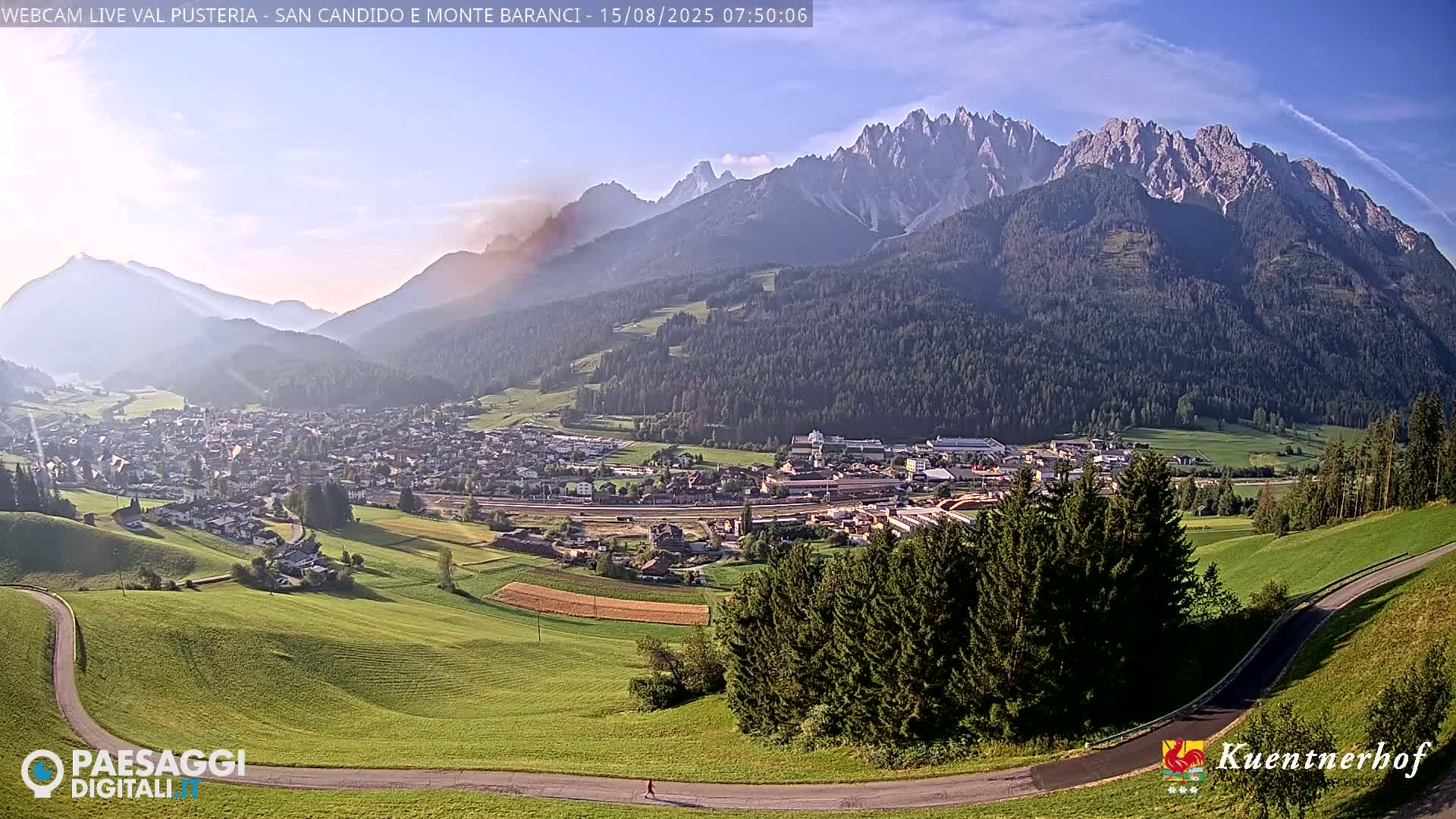 Val Pusteria (Puster Valley), San Candido (Innichen) Village & Monte Baranci Mount View Live Cam - South Tyrol (Bolzano) , Trentino-South Tyrol (Trentino-Alto Adige/Südtirol), Italy