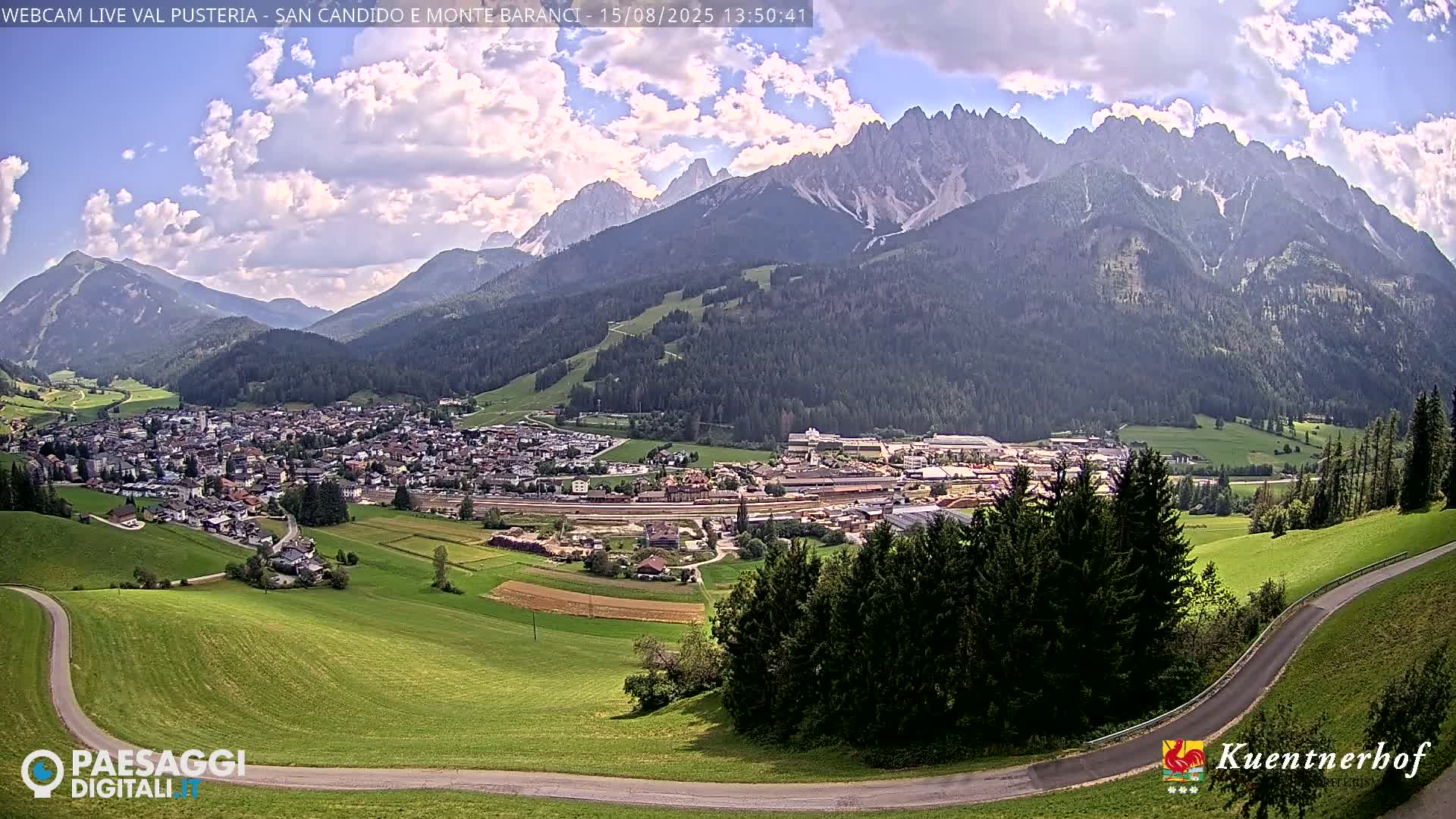 Val Pusteria (Puster Valley), San Candido (Innichen) Village & Monte Baranci Mount View Live Cam - South Tyrol (Bolzano) , Trentino-South Tyrol (Trentino-Alto Adige/Südtirol), Italy