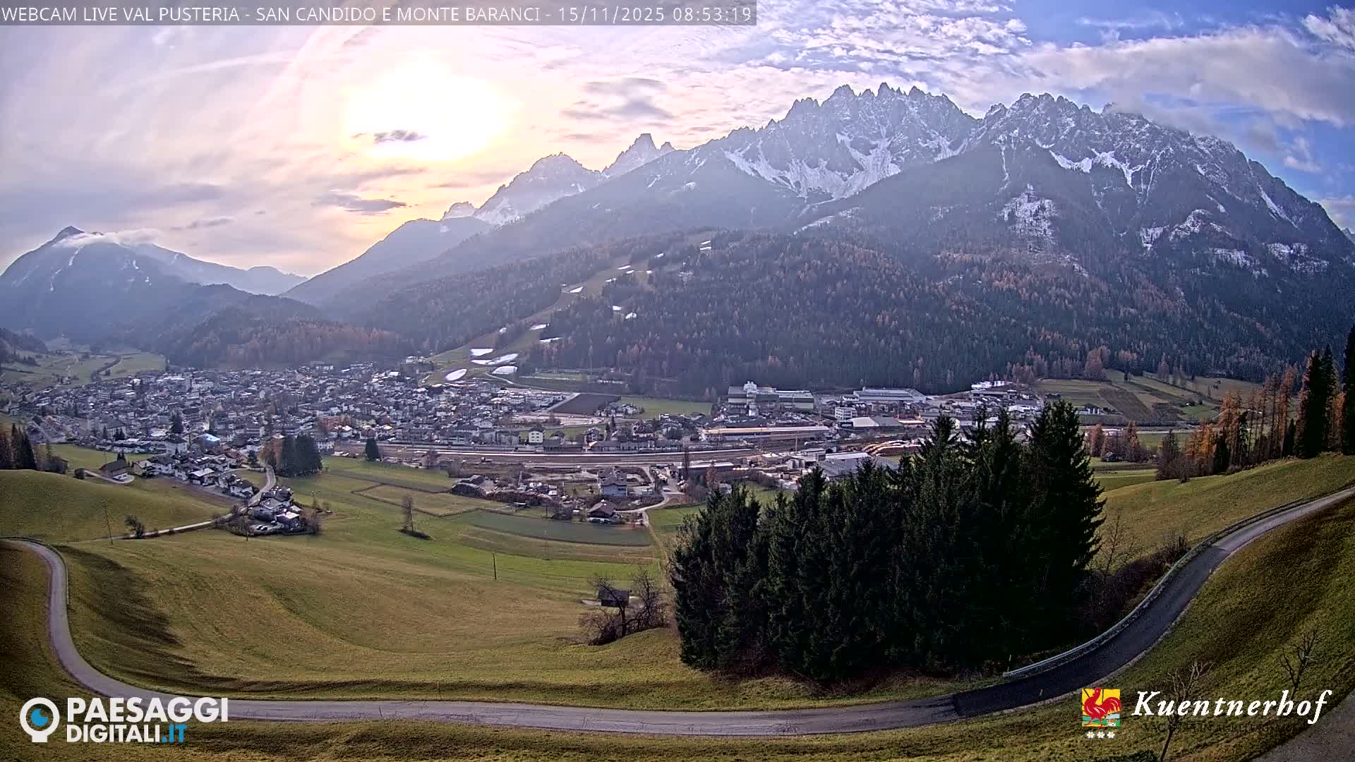 Val Pusteria (Puster Valley), San Candido (Innichen) Village & Monte Baranci Mount View Live Cam - South Tyrol (Bolzano) , Trentino-South Tyrol (Trentino-Alto Adige/Südtirol), Italy
