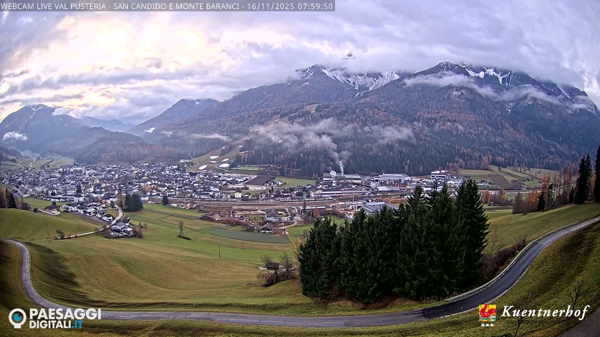 Val Pusteria (Puster Valley), San Candido (Innichen) Village & Monte Baranci Mount View Live Cam - South Tyrol (Bolzano) , Trentino-South Tyrol (Trentino-Alto Adige/Südtirol), Italy