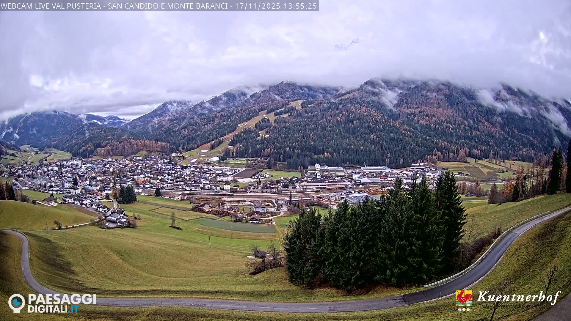 Val Pusteria (Puster Valley), San Candido (Innichen) Village & Monte Baranci Mount View Live Cam - South Tyrol (Bolzano) , Trentino-South Tyrol (Trentino-Alto Adige/Südtirol), Italy